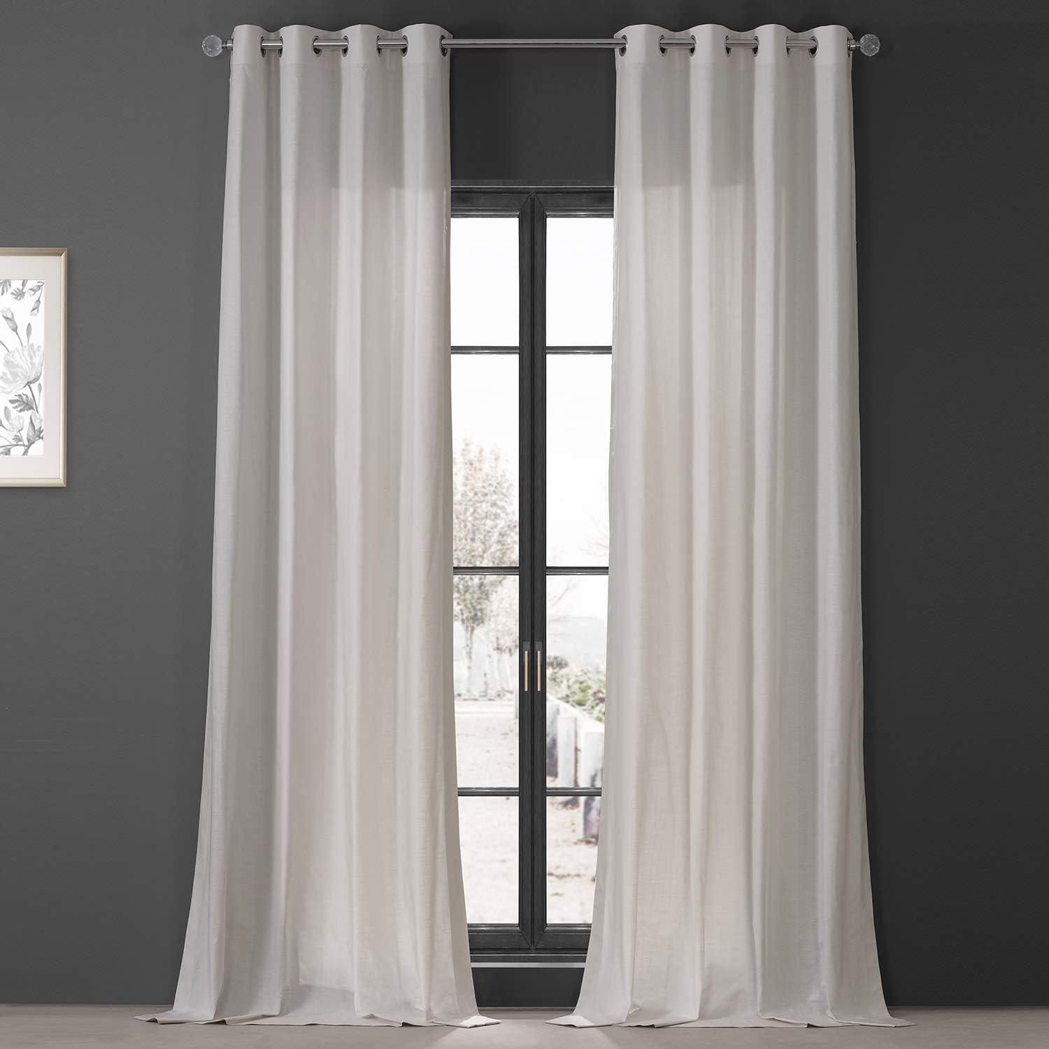 Supreme Cream Textured Cotton Grommet Curtain Pair, 50W x 96L