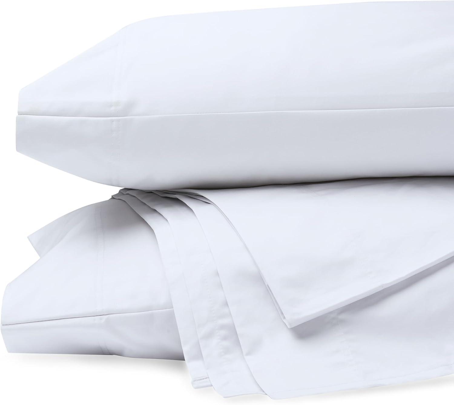 Twin White Organic Cotton Percale Deep Pocket Sheet Set