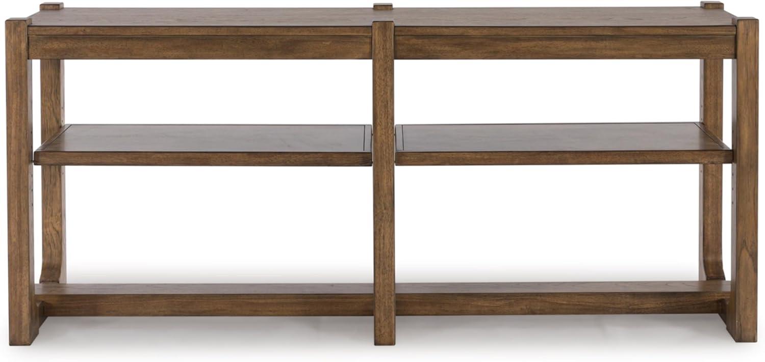 Signature Design by Ashley Cabalynn Farmhouse Sofa Table with 2 Adjustable Shelves, Light Brown