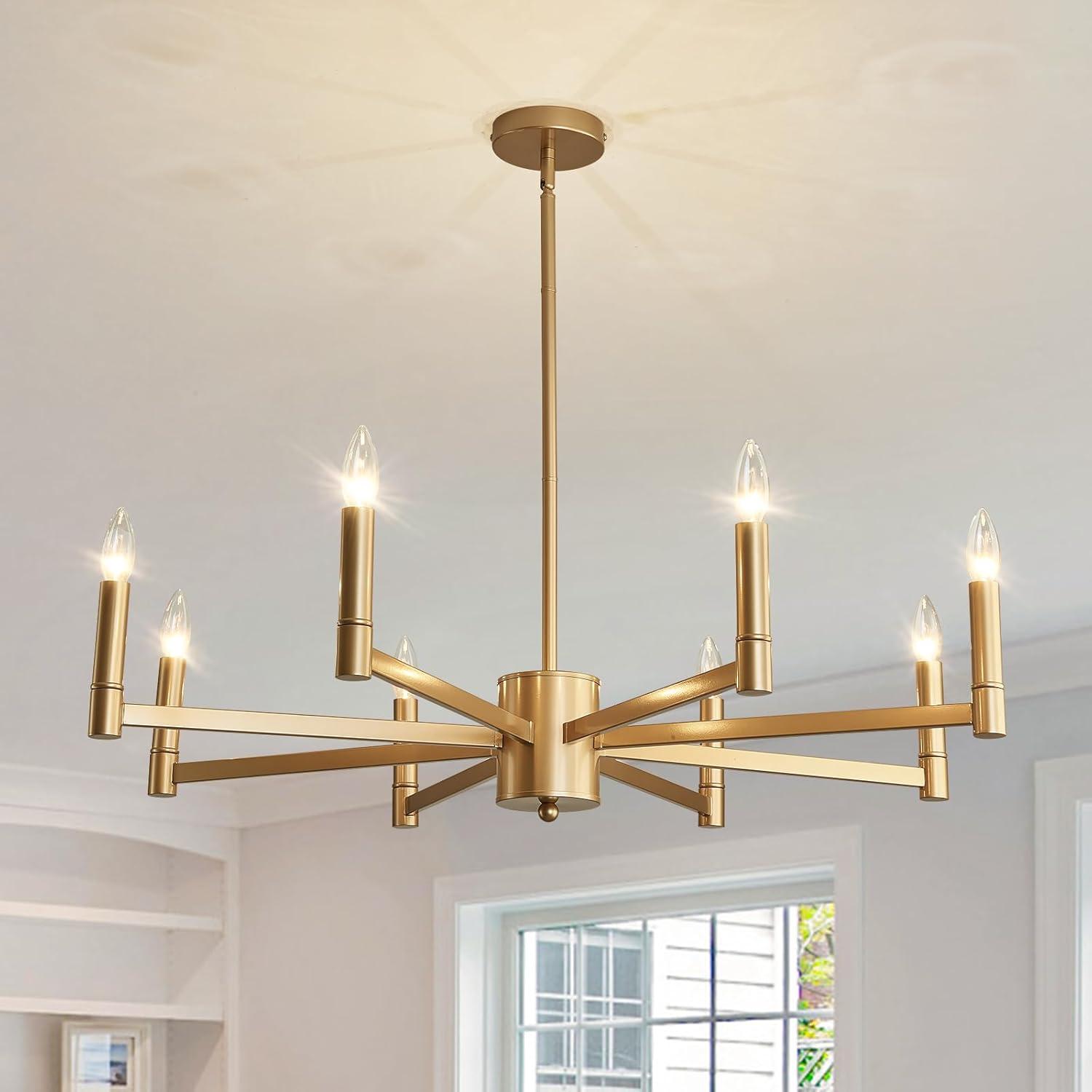 Gold 8-Light Candle Empire Chandelier with Metal Finish