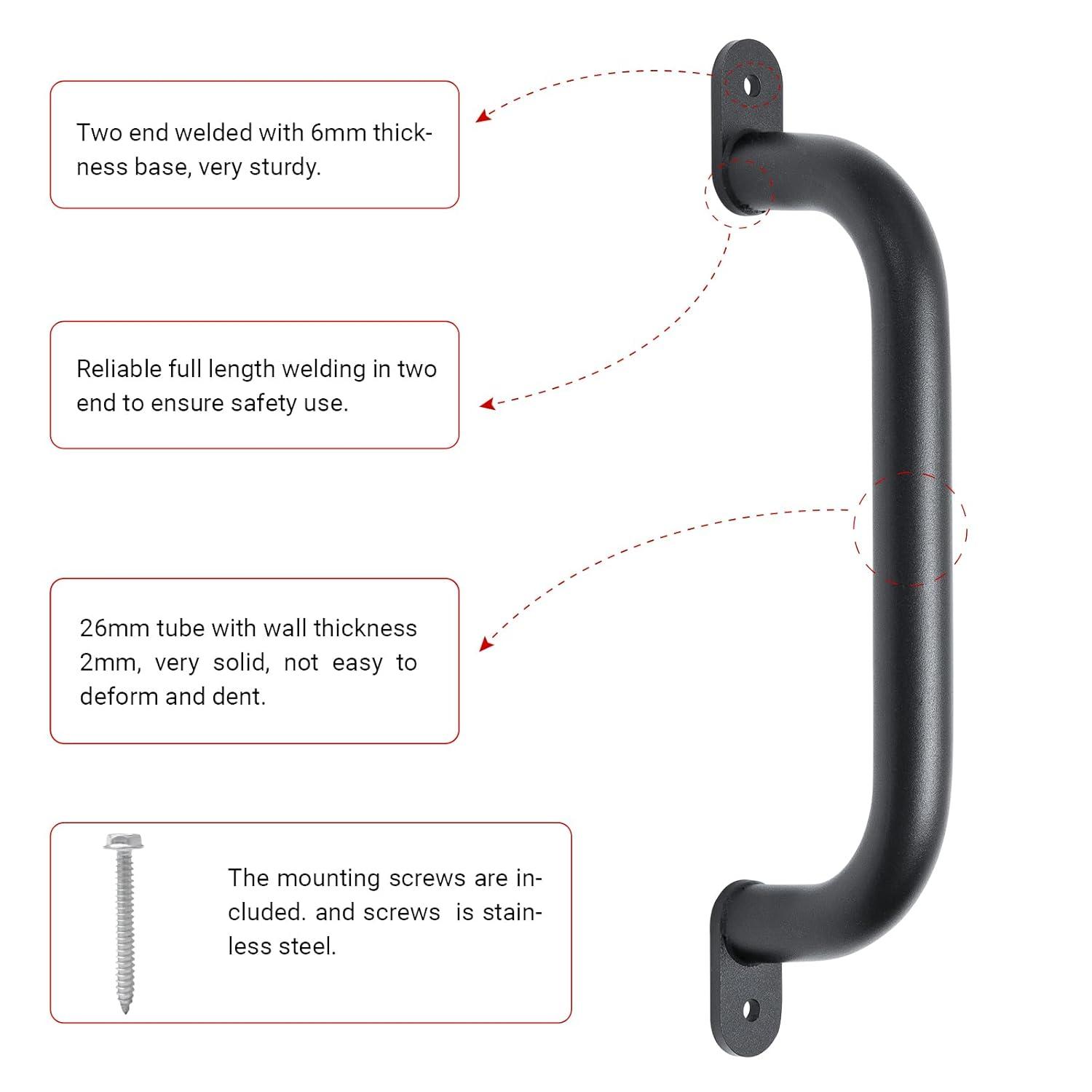13'' Black Metal Playground Safety Handles Pack of 2 - Playset Handles, Swing Set Grab Handle, Playhouse Grab Bar, Hand Grip for Jungle Gym, Home Gym, Treehouse
