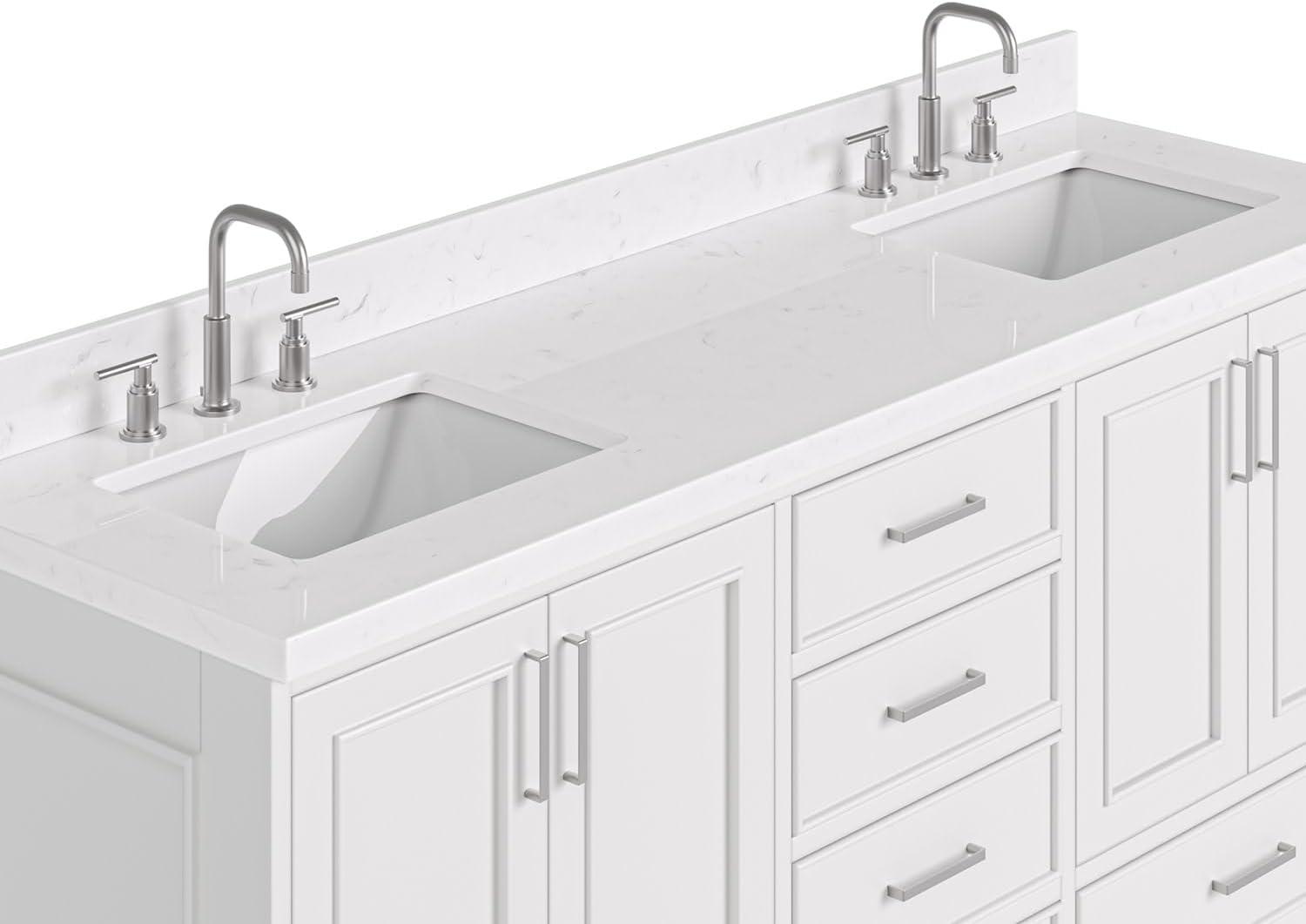 Stafford 72.25'' Double Bathroom Vanity with Carrara Marble Top