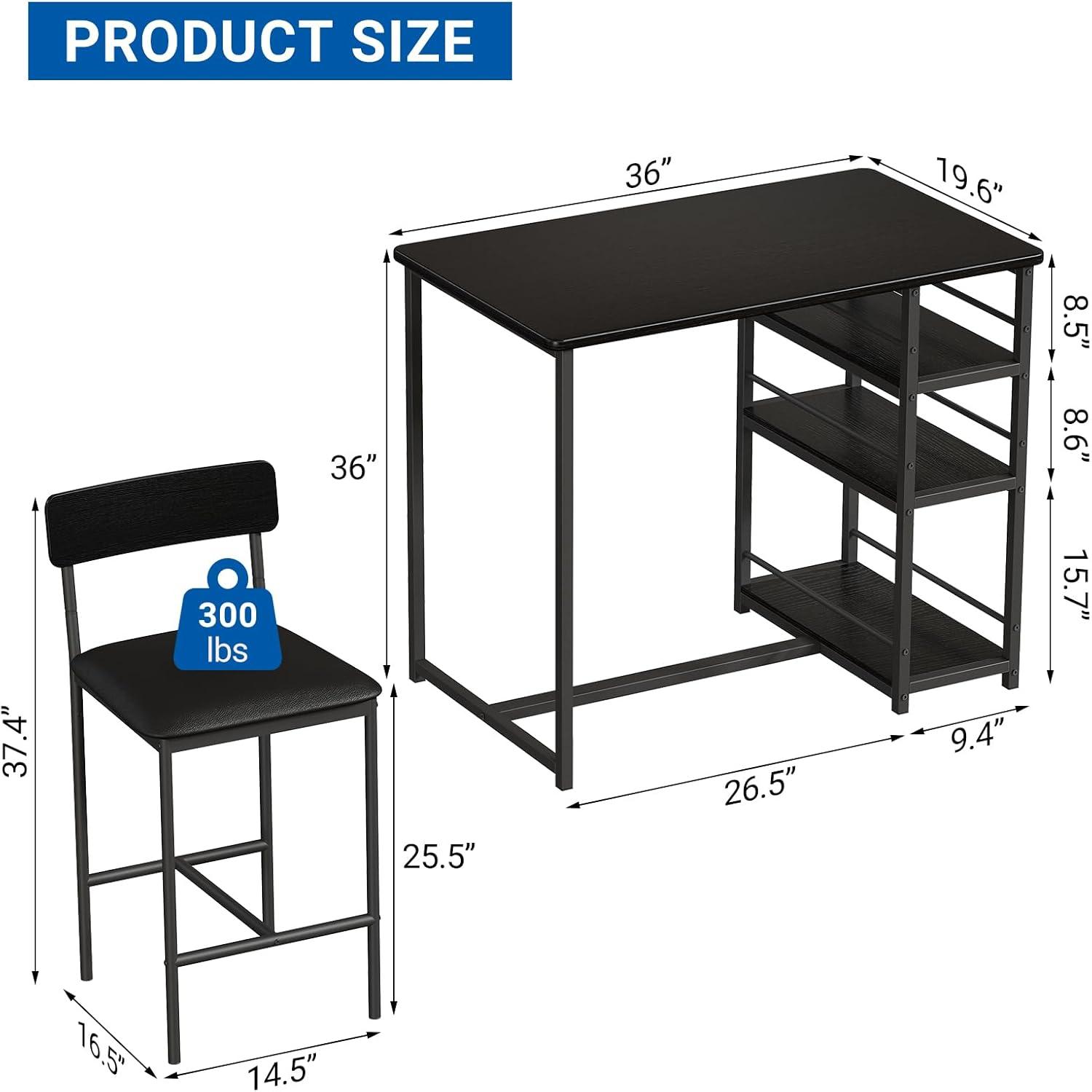 Gold and Gray 3-Piece Dining Set with Storage Shelves