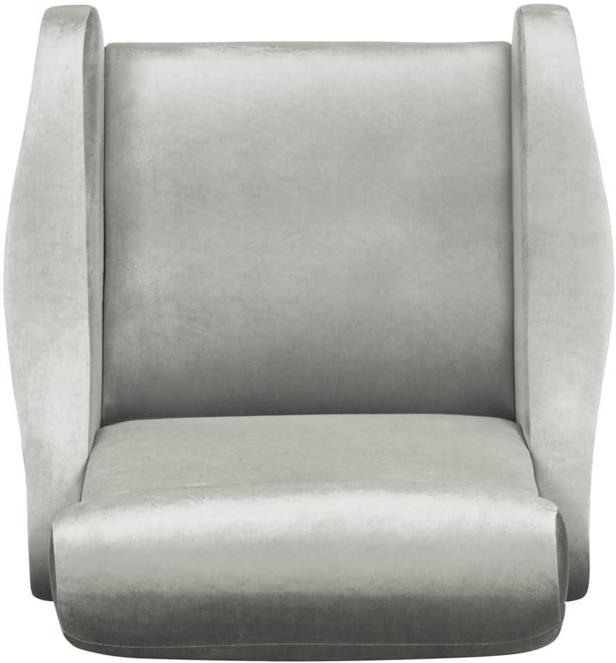 SAFAVIEH Elicia Velvet Retro Mid Century Accent Chair, Light Grey