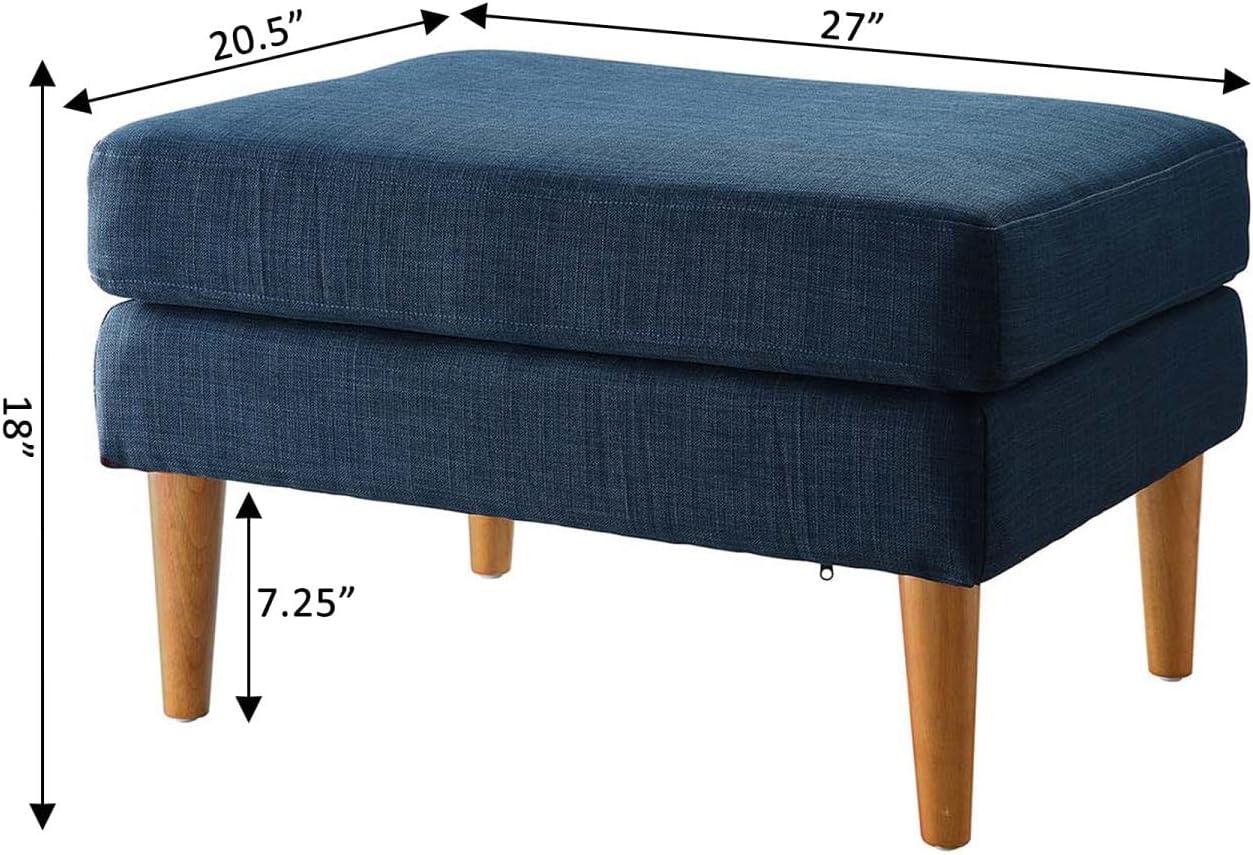 Convenience Concepts Designs4Comfort No Tools Marlow Mid Century Ottoman, Dark Blue Linen