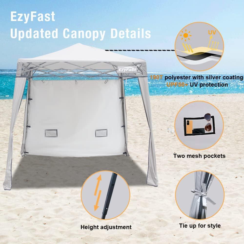 Khaki Compact Pop-Up Canopy Tent with Weight Bags, 8x8 ft