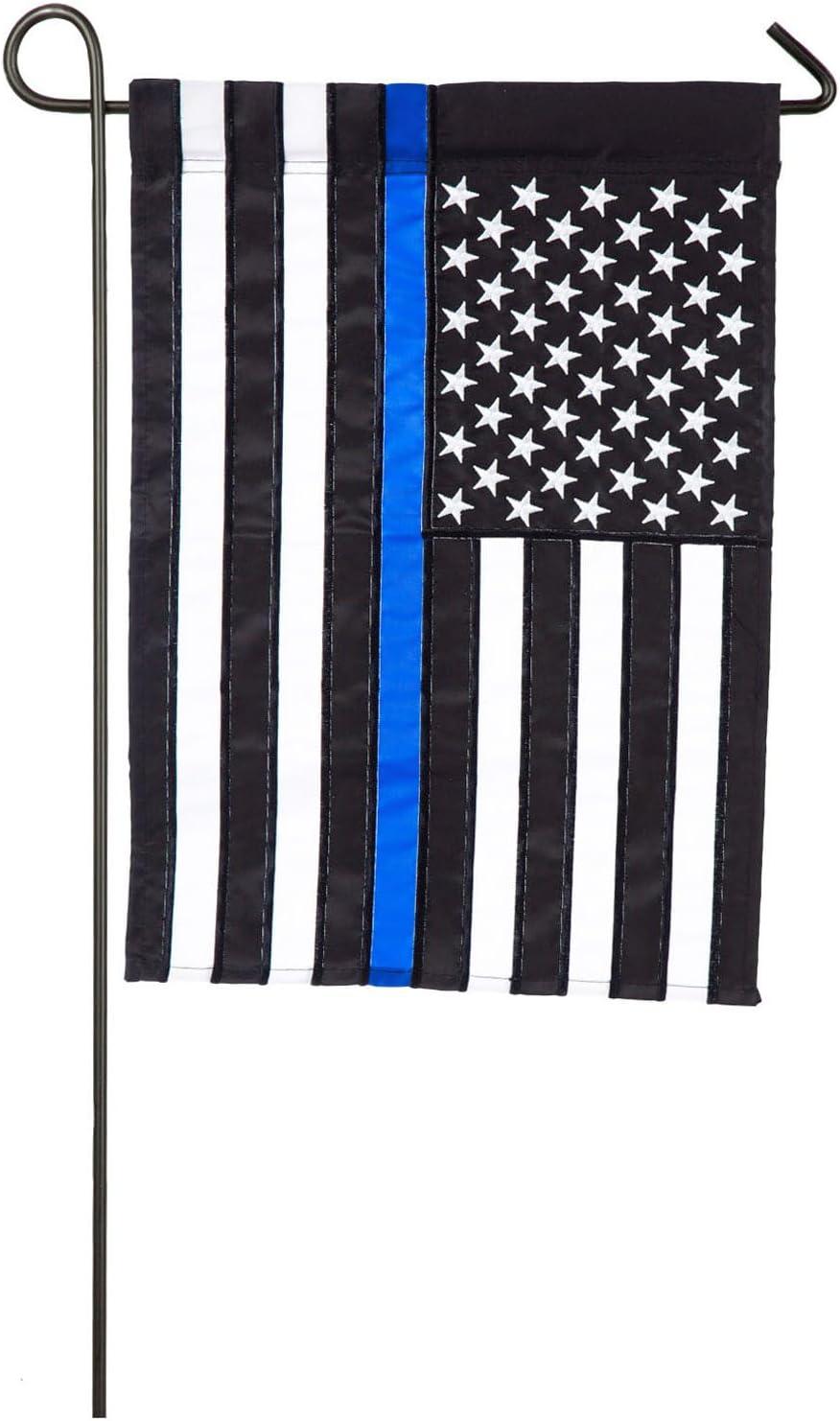 Evergreen Flag Thin Blue Line Garden Applique Flag 12.5 x 18 Inches Indoor Outdoor Decor
