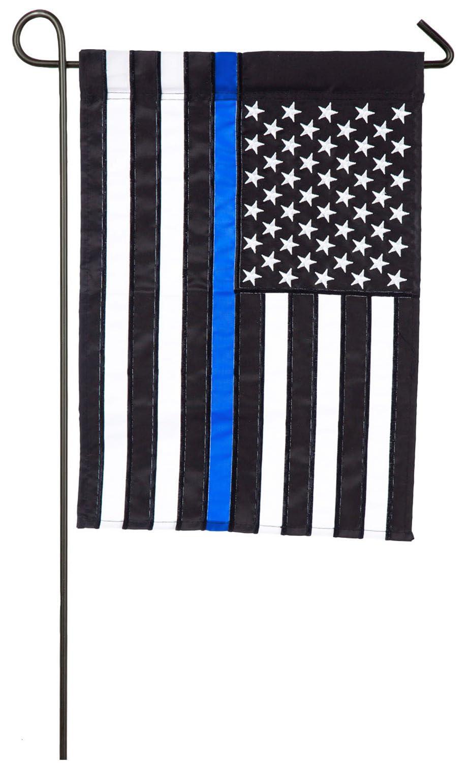 Evergreen Flag Thin Blue Line Garden Applique Flag 12.5 x 18 Inches Indoor Outdoor Decor