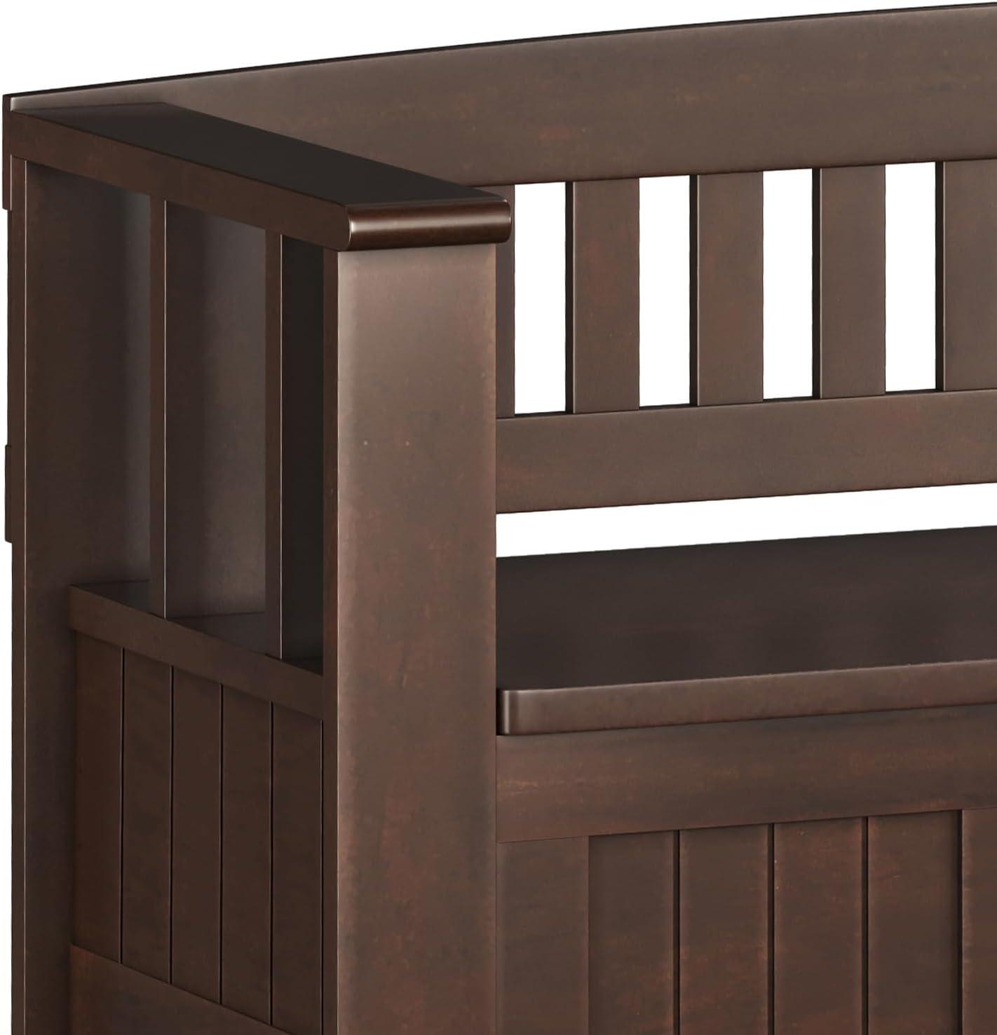 Brunette Brown Wooden Entryway Storage Bench with Shelf