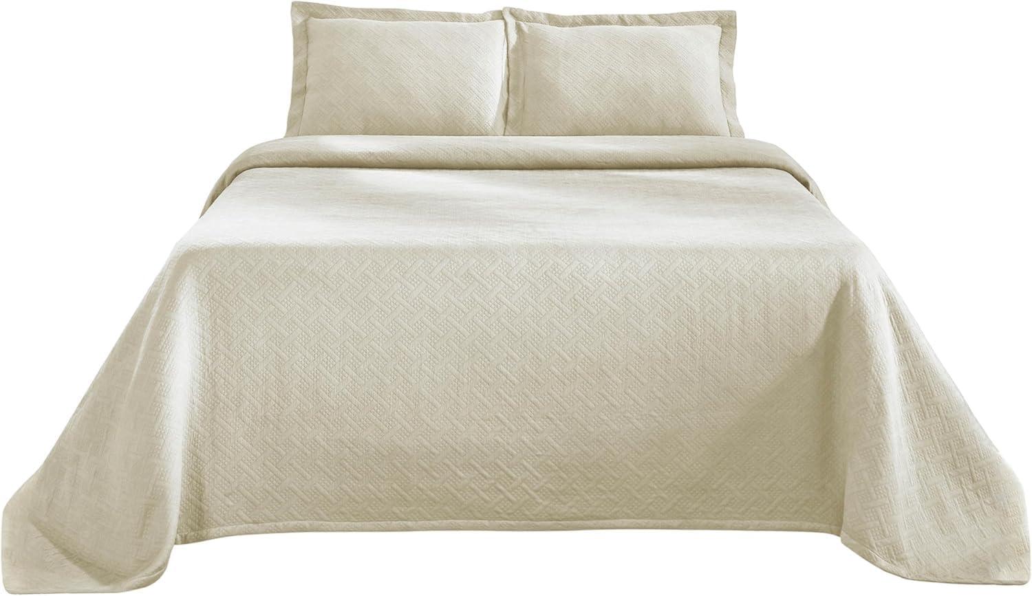 Superior Superior Cotton All Season Basketweave Medium Weight Bedspread Set with Shams