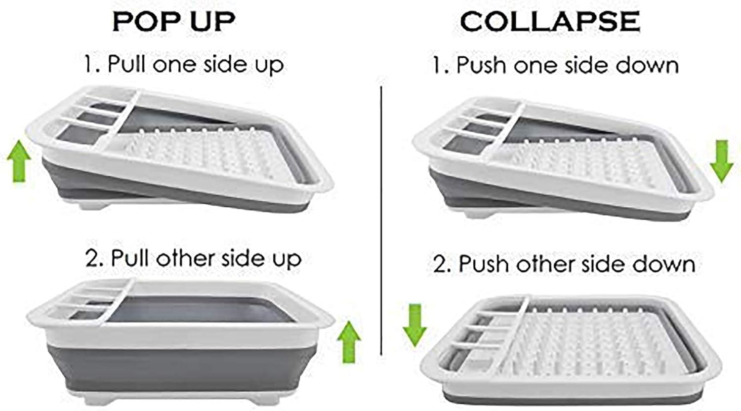 Collapsible Dish Rack Storage Rack Cutlery Rack Space Saving for Kitchen counter RV Campers Travel Trailer