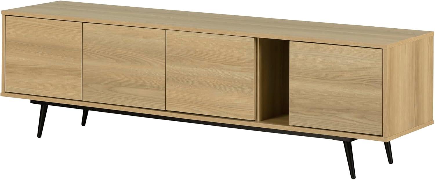 Natural Ash 71" TV Stand with Cabinets and Shelves