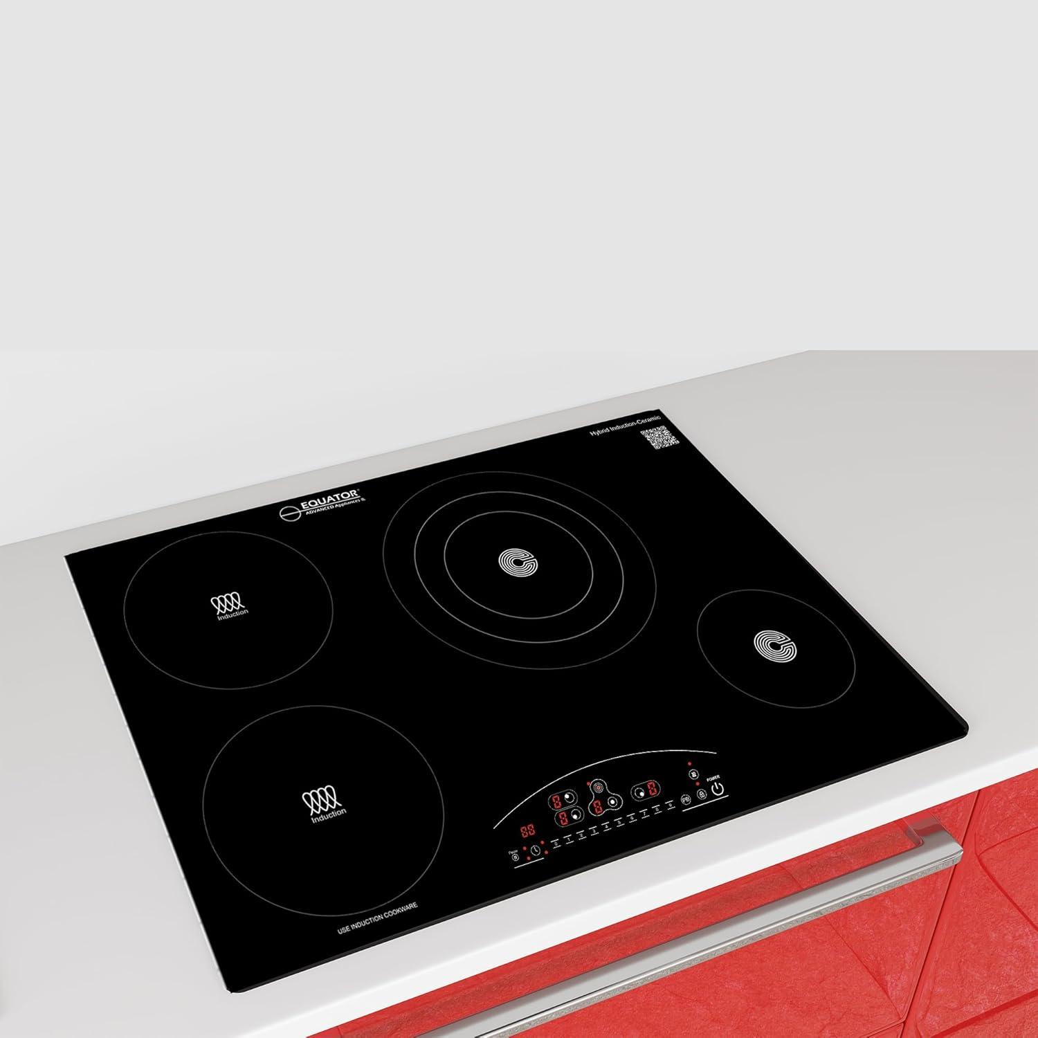 Equator 30" Electric Hybrid CERAMIC-INDUCTION 4 Burner Cooktop 9 Power 220V