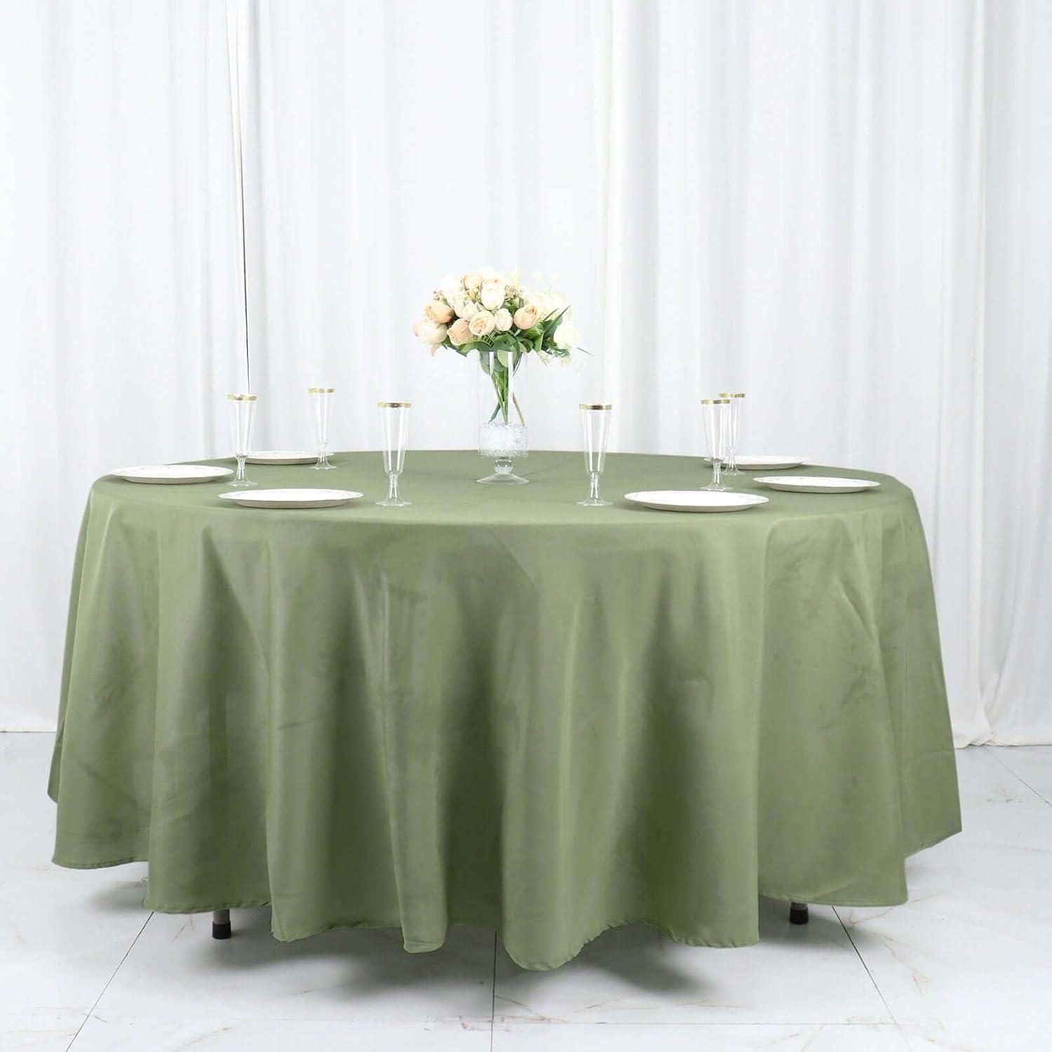 BalsaCircle 108" Round Polyester Tablecloth Wedding Table Linens Eucalyptus Green