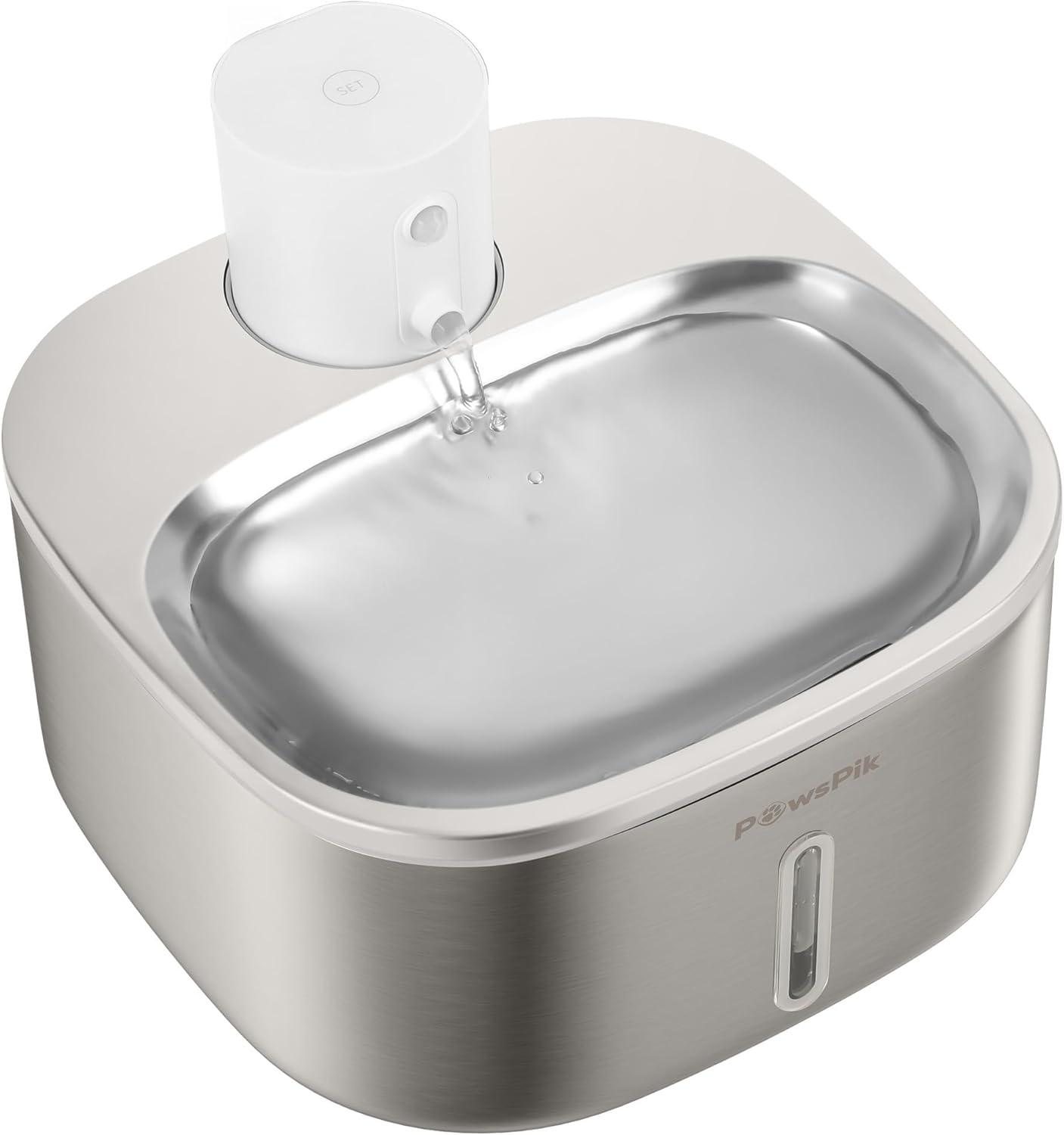 Stainless Steel Programmable Pet Water Fountain with Motion Sensor