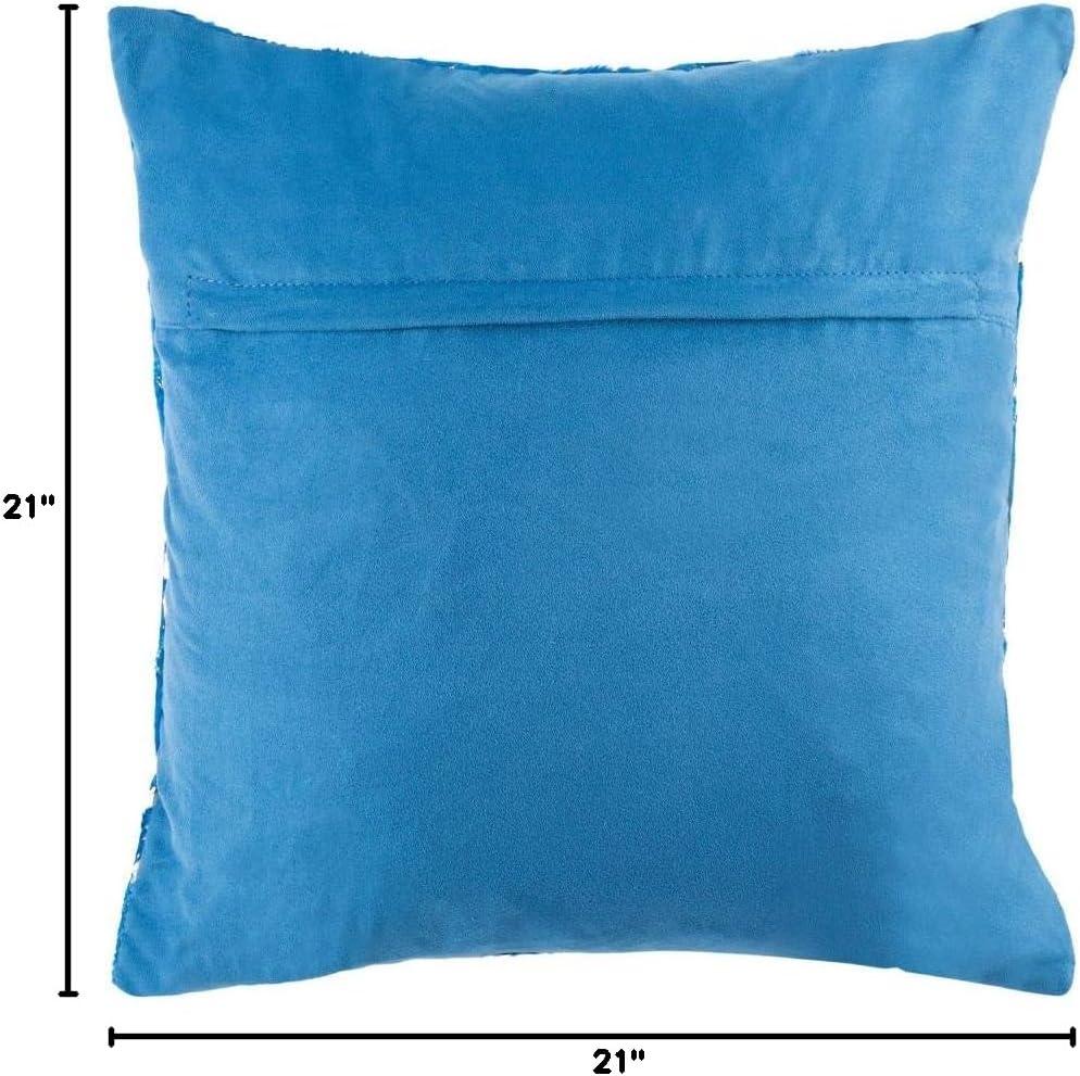 Clairton Metallic Cowhide Pillow - Blue/Silver - 20"X20" - Safavieh