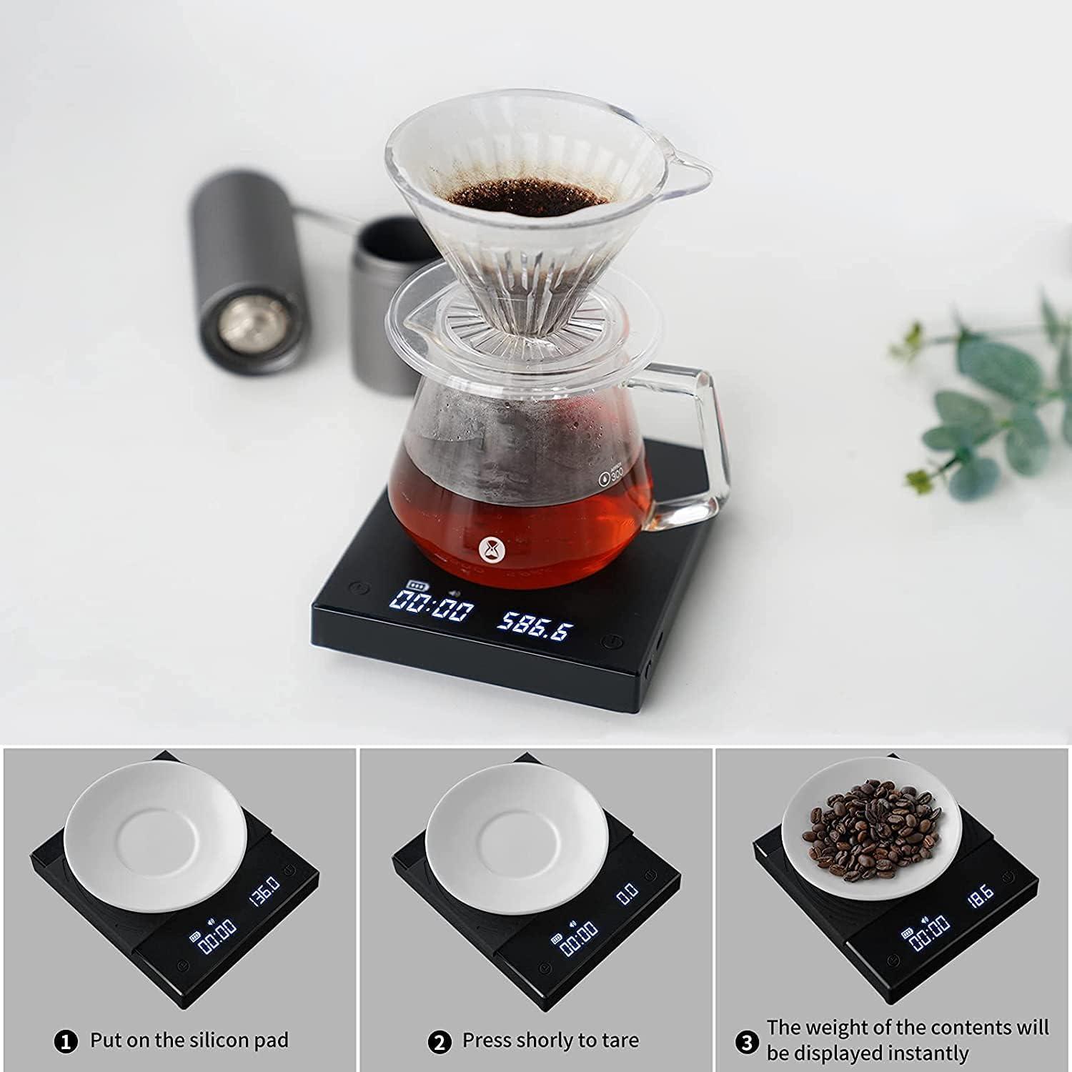 Compact Black Acrylic Electronic Espresso Scale with Timer