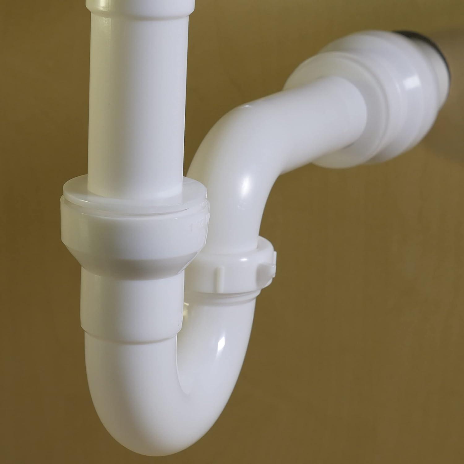 White Plastic Push-to-Connect Kitchen Sink P-Trap