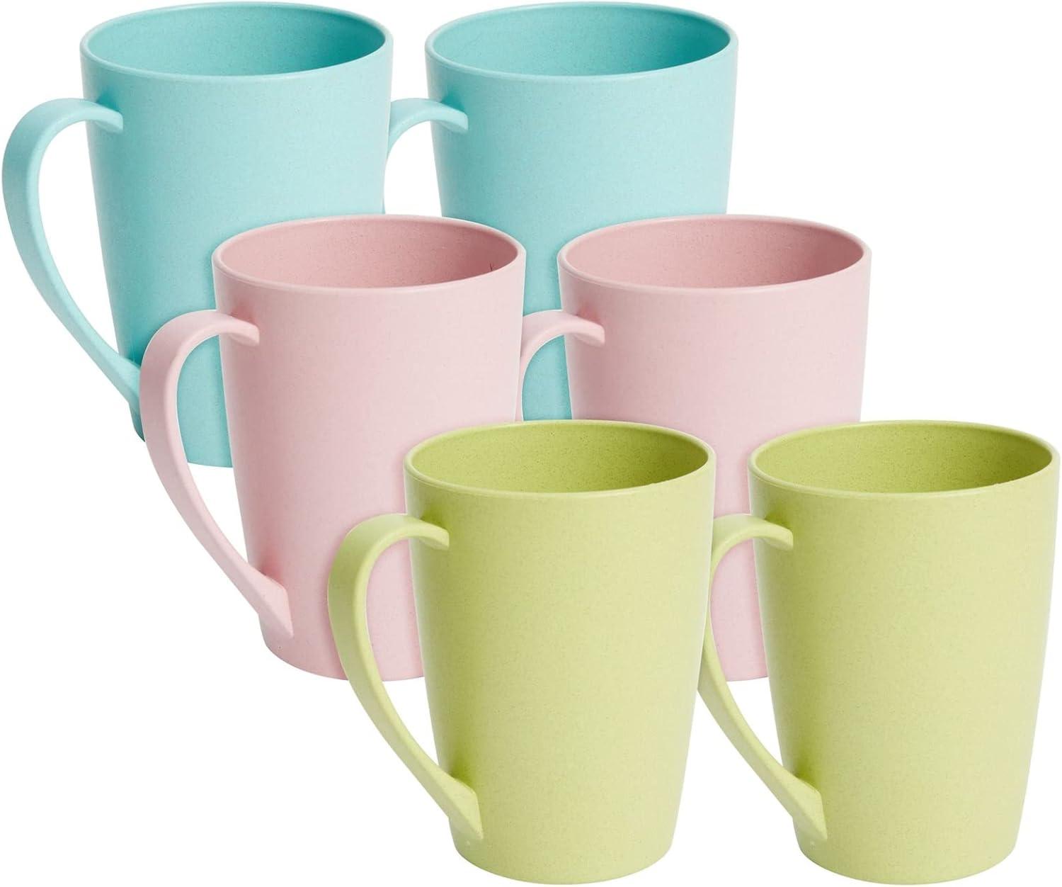 Set of 6 Pastel Wheat Straw Microwave Safe Mugs