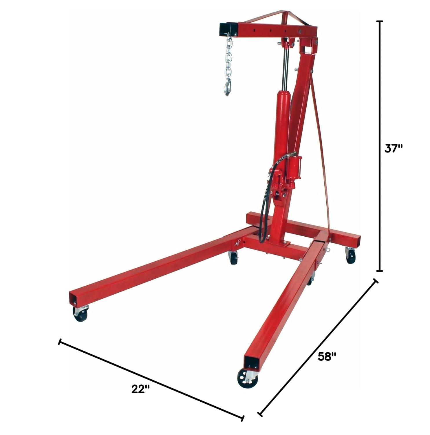 Dragway Tools 2 Ton Folding Air Hydraulic Engine Hoist Cherry Picker Shop Crane