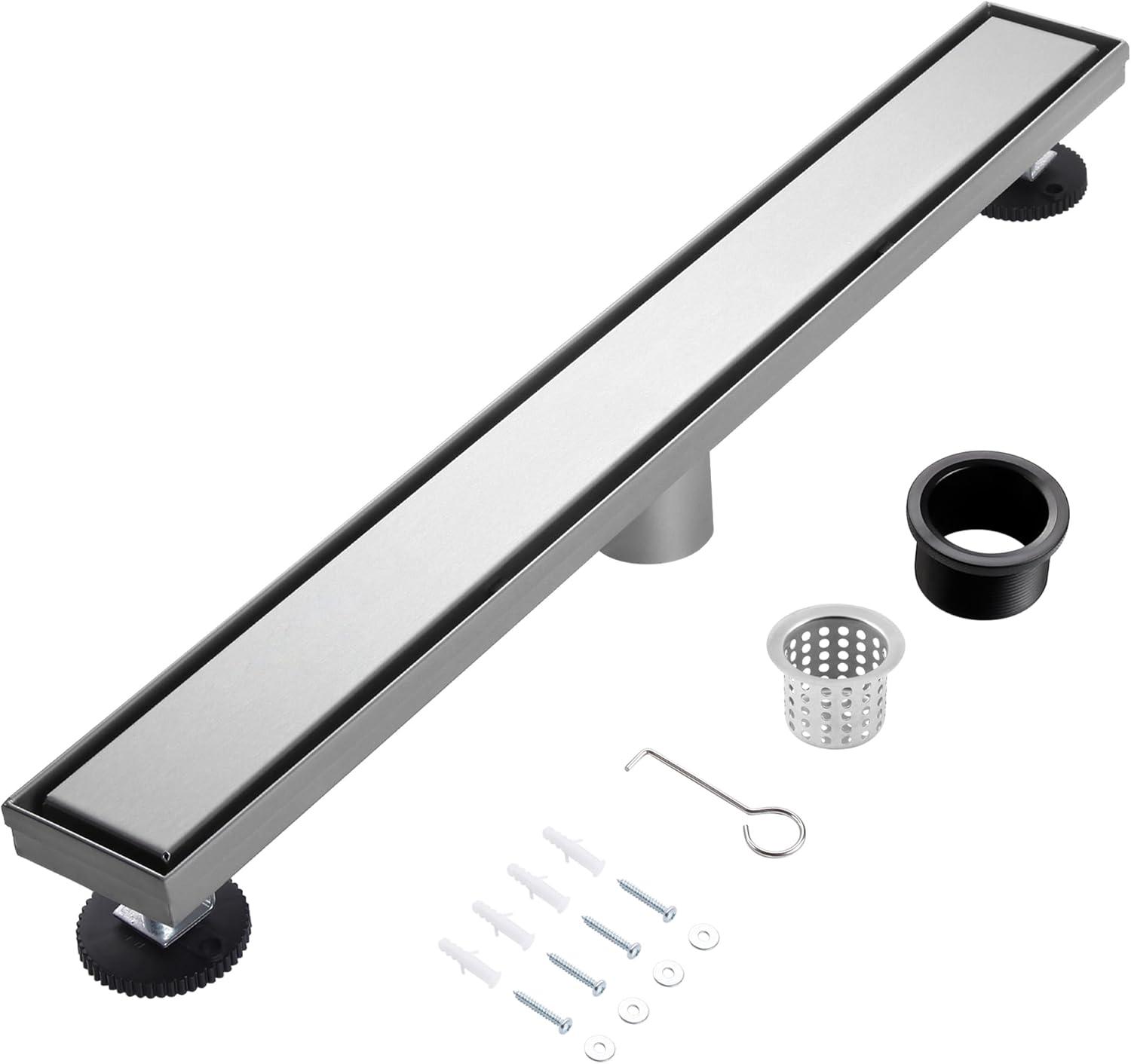 24-Inch Brushed Nickel Stainless Steel Linear Shower Drain