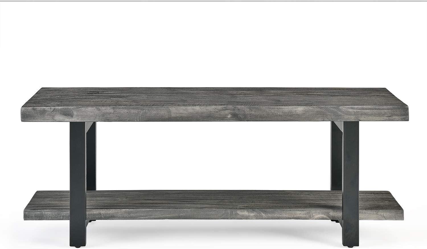 Pomona Slate Gray Metal and Reclaimed Wood Bench