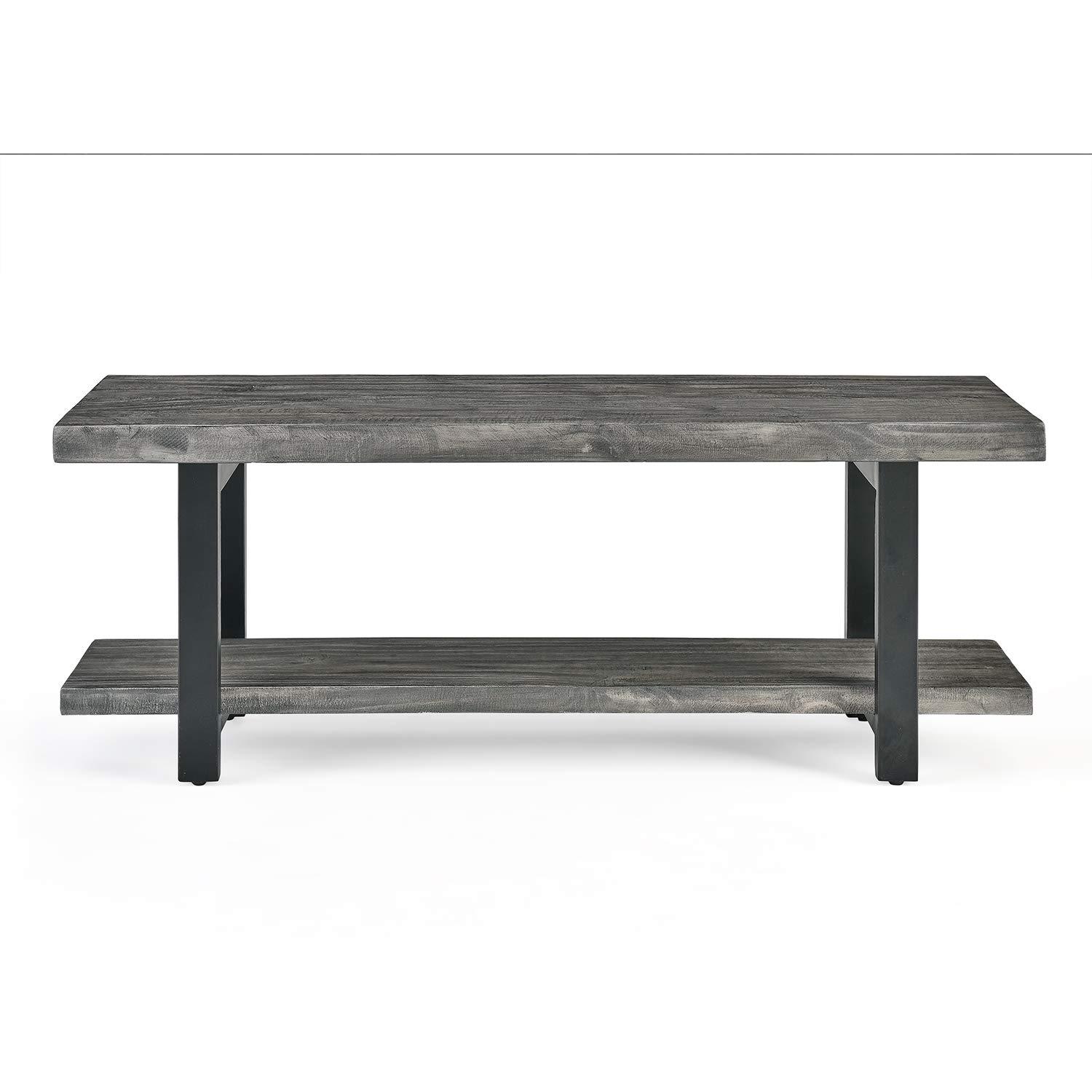 Pomona Metal and Reclaimed Wood Bench Slate Gray - Alaterre Furniture
