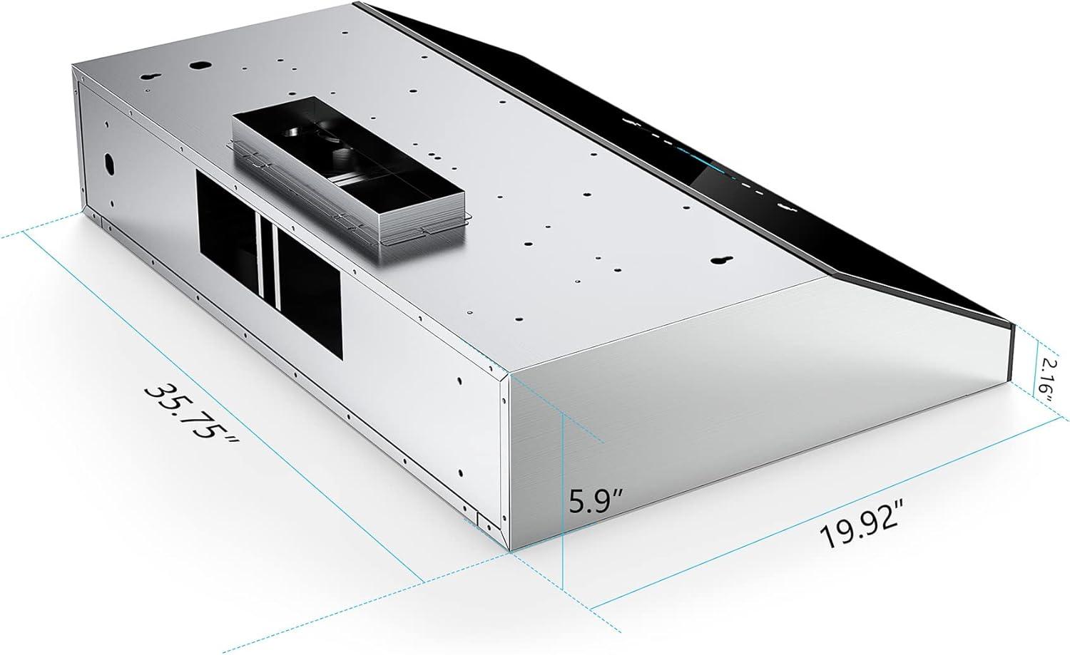 36-Inch Stainless Steel and Black Under Cabinet Range Hood