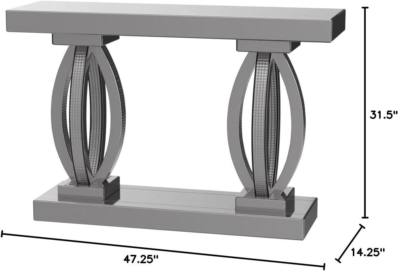 Coaster Contemporary Wood Rectangular Sofa Table with Curved Legs in Silver