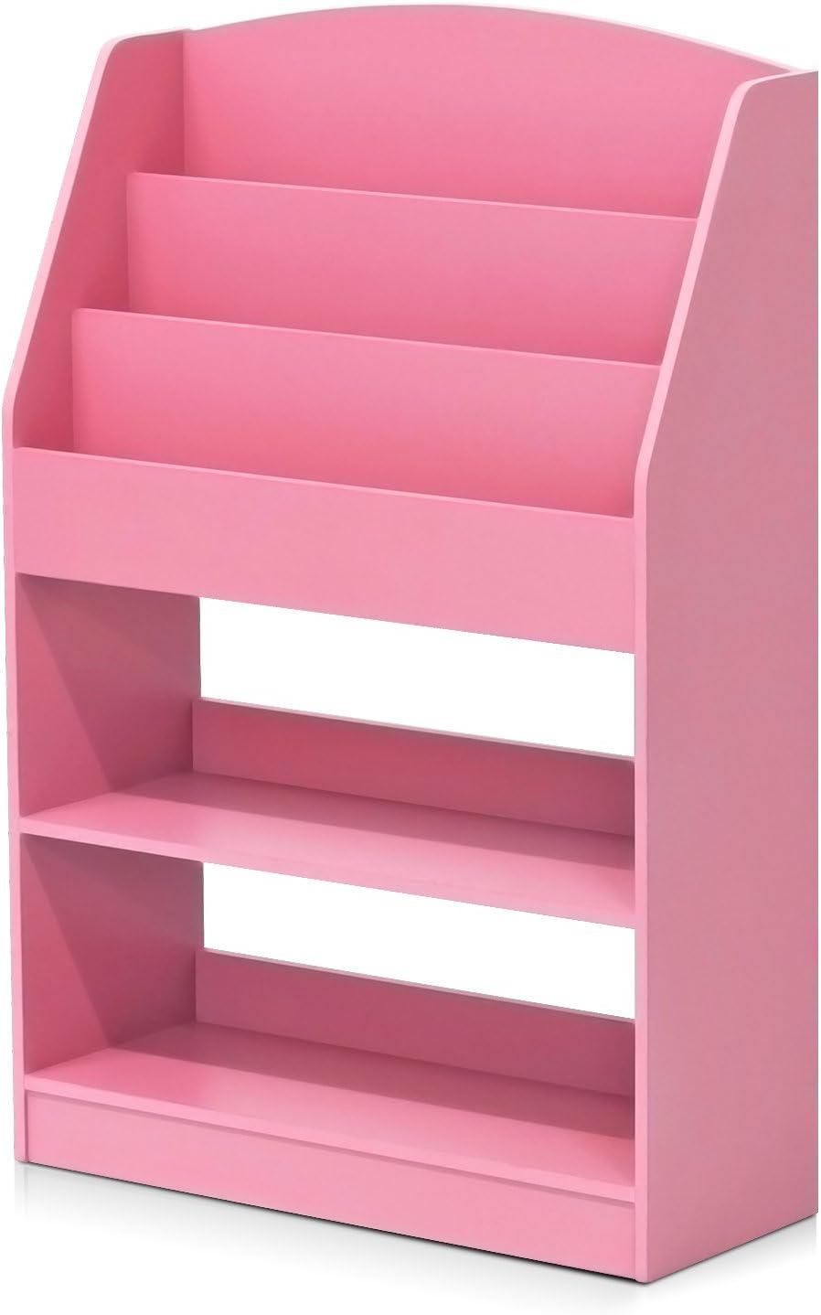 Laminated Pink Freestanding Kids Bookshelf with 5 Shelves