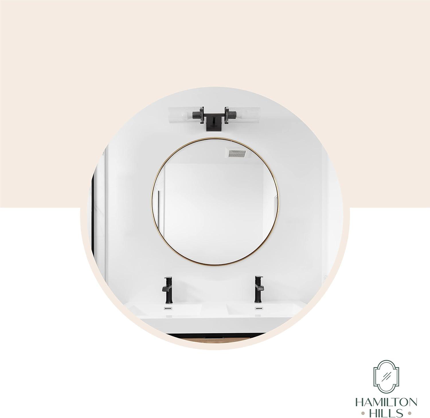 Hamilton Hills Contemporary Brushed Metal Gold Wall Mirror Glass Panel Gold