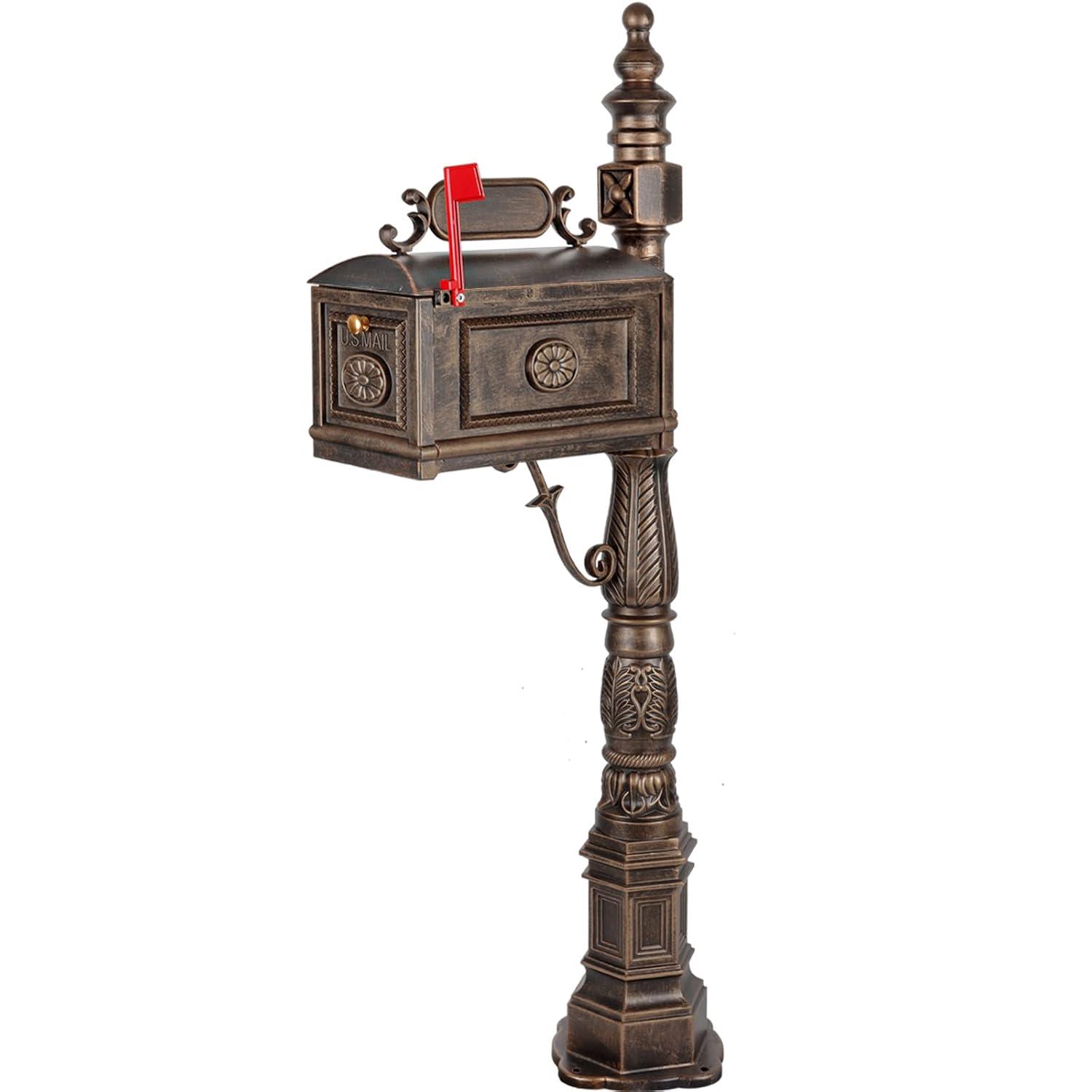 Polar Aurora Cast Aluminum Mailbox With Post Barcelona Decorative Modern Mail Box For Outside