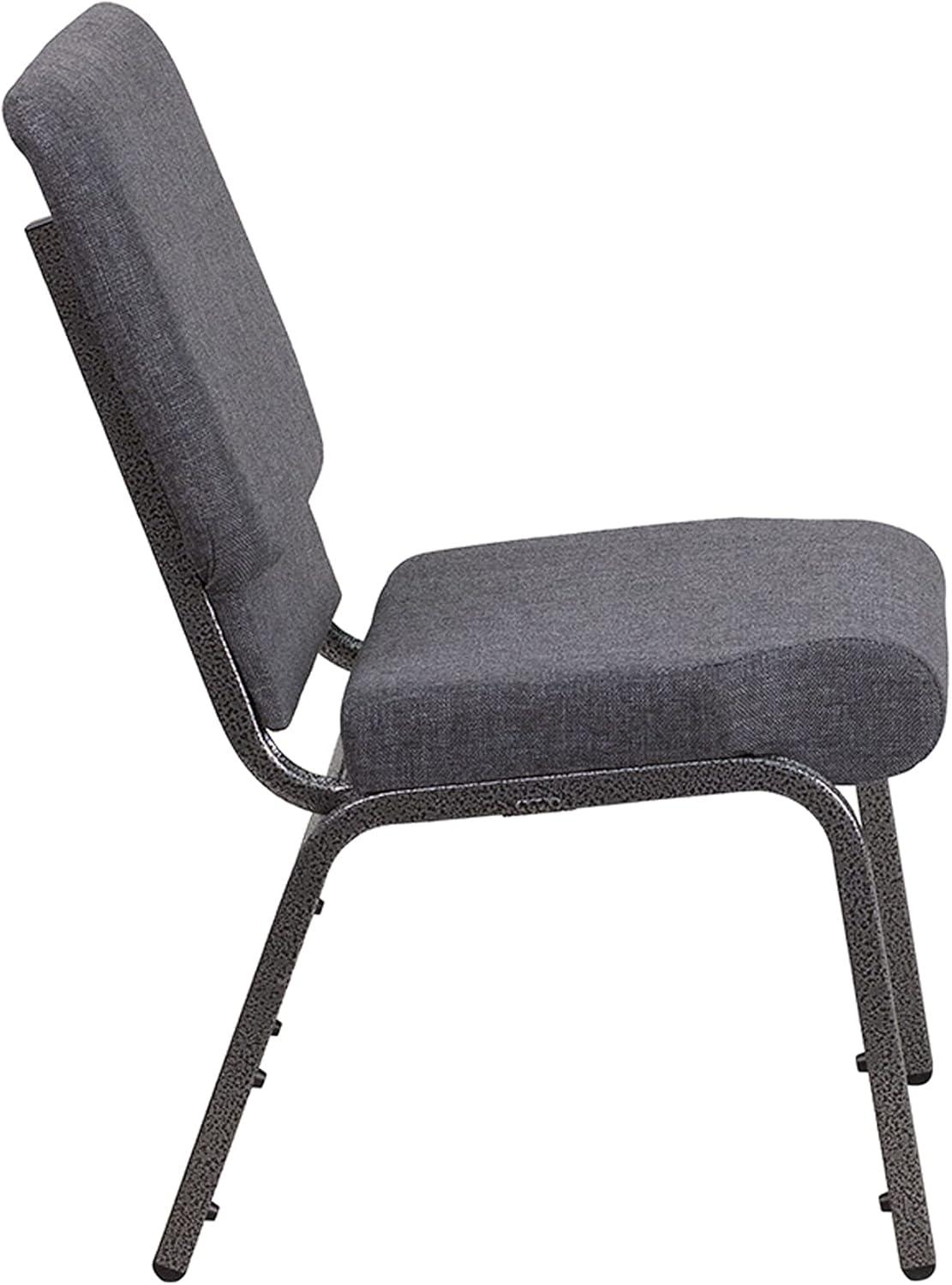 Flash Furniture HERCULES Series 18.5''W Stacking Church Chair in Dark Gray Fabric - Silver Vein Frame