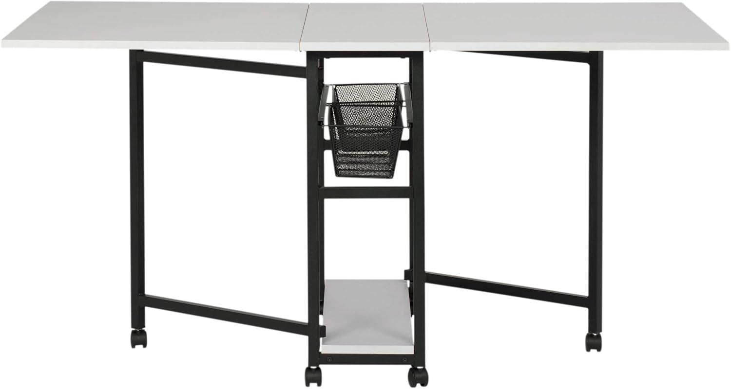 30&#34; Fixed Height Mobile Fabric Cutting Table with Storage Charcoal/White - Sew Ready