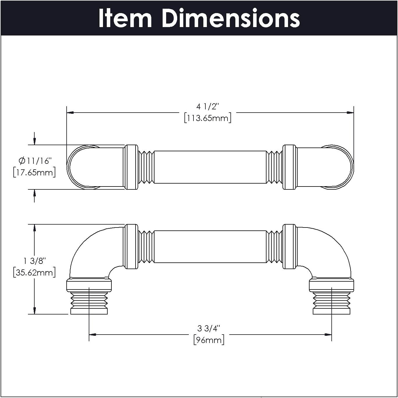 Black Nickel Industrial Bar Cabinet Pull with Mounting Hardware