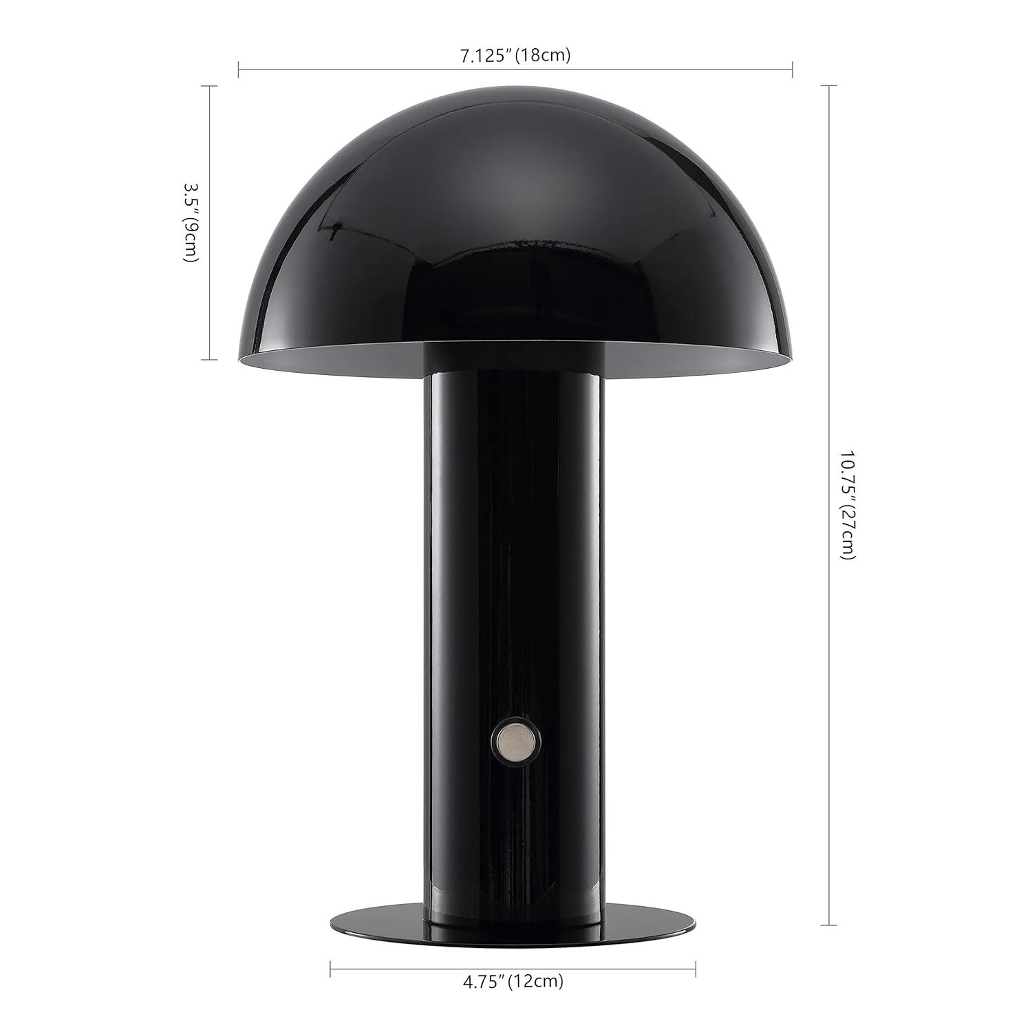 JONATHAN Y JYL7115A Boletus 10.75" Contemporary Bohemian Rechargeable/Cordless Iron Integrated Portable LED Mushroom Table Lamp, Modern, Coastal for living room, dinning room, bedroom, Black