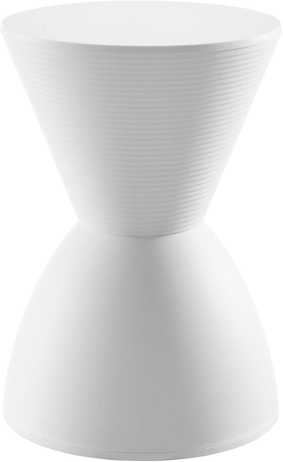 Contemporary White Polypropylene 17" Ribbed Storage Stool