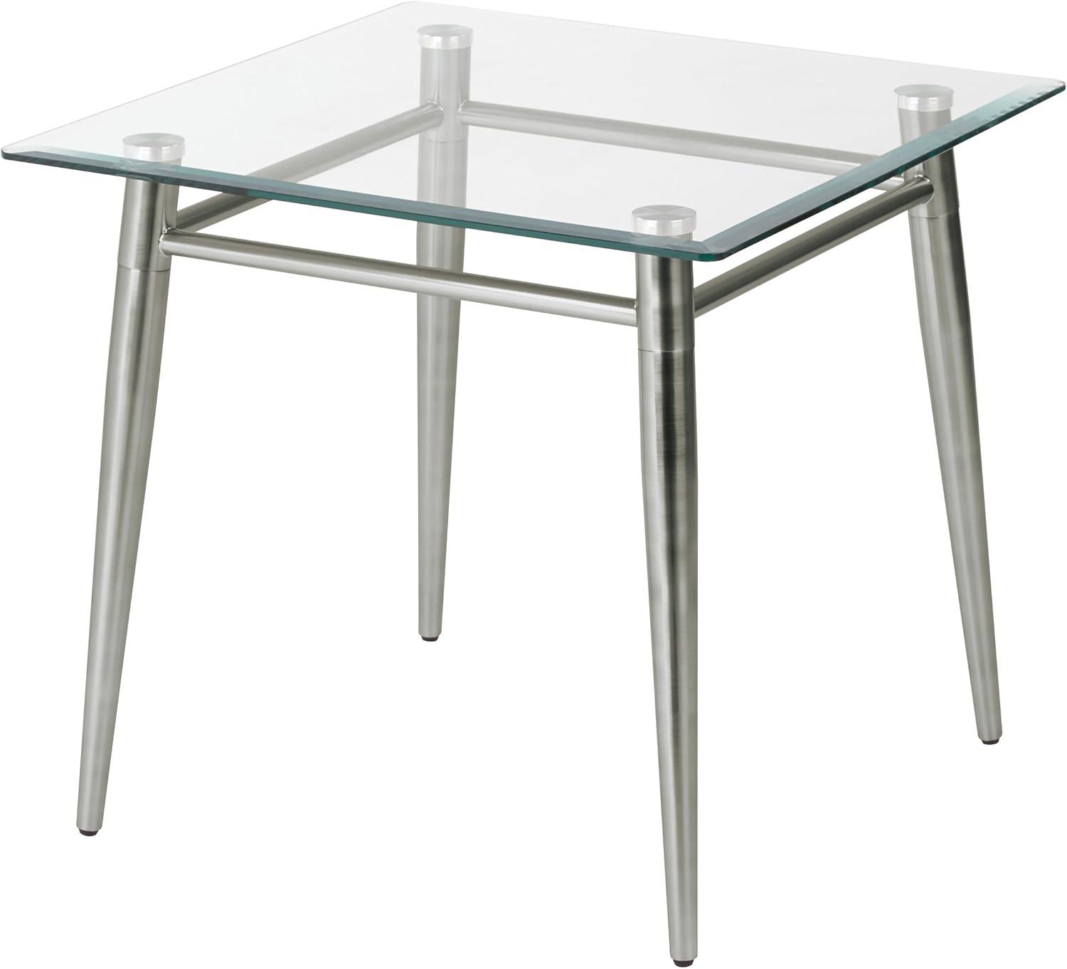 Brooklyn 22" Brushed Nickel Square Metal and Glass End Table