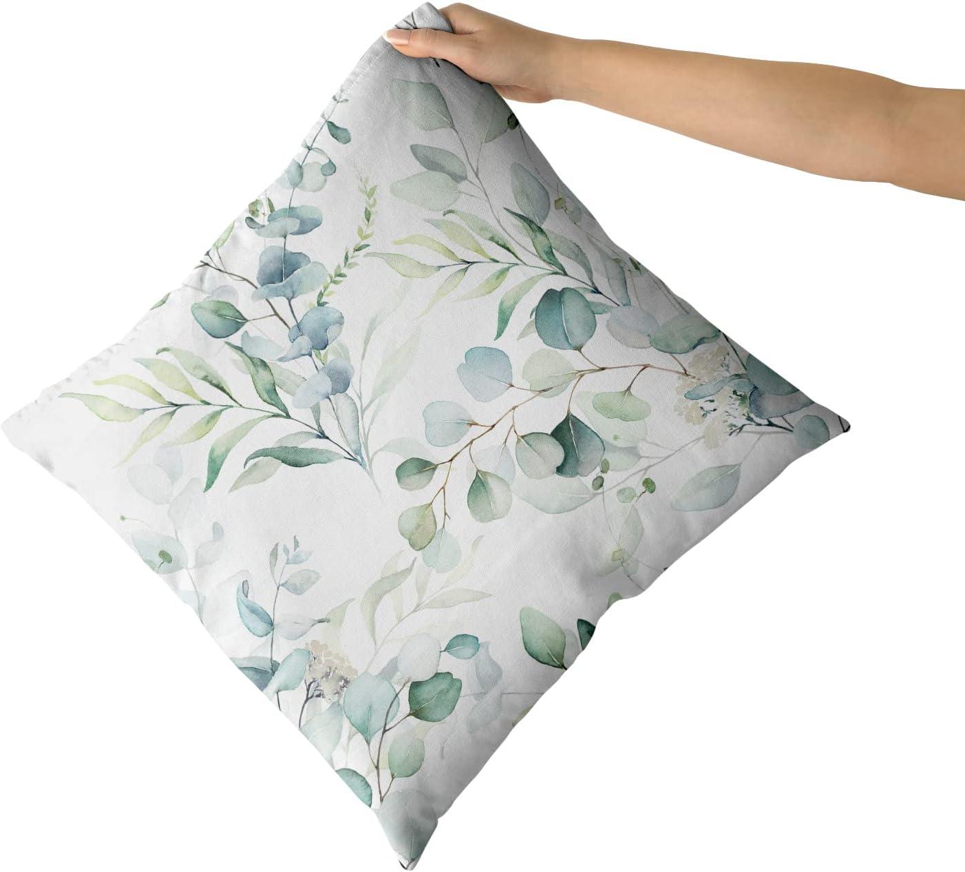 Spring Sage Green Leaf Pillow Covers 18x18 inch Set of 2 Eucalyptus Floral Watercolor Pillow Cases Modern Throw Pillows Cover Decor Gifts for Bed Couch Sofa Living Room