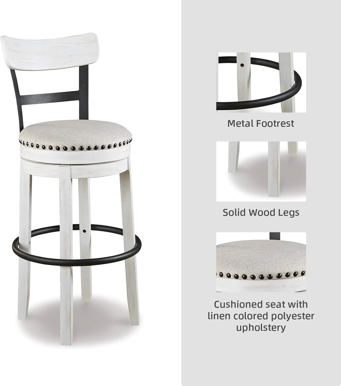 Gracie Oaks Design by Ashley Valebeck Modern Swivel Counter Height Barstool, Whitewash