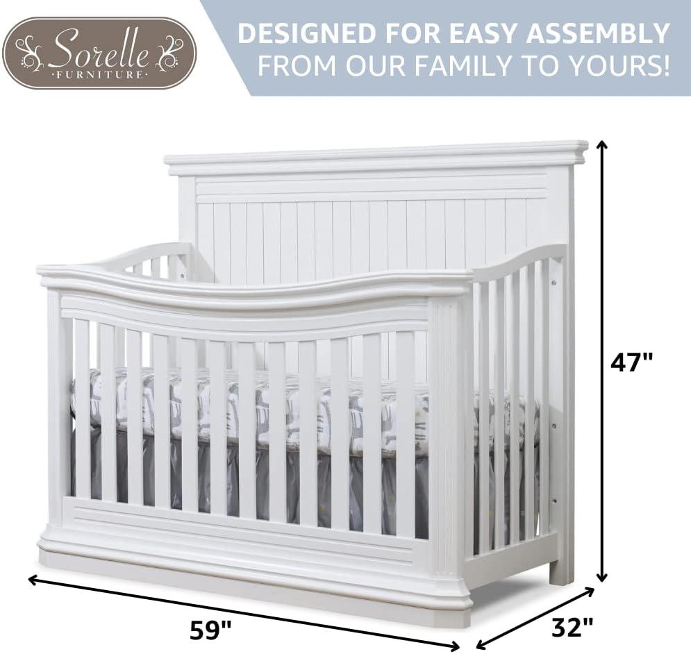 White Pine Wood 4-in-1 Convertible Crib with Slatted Design