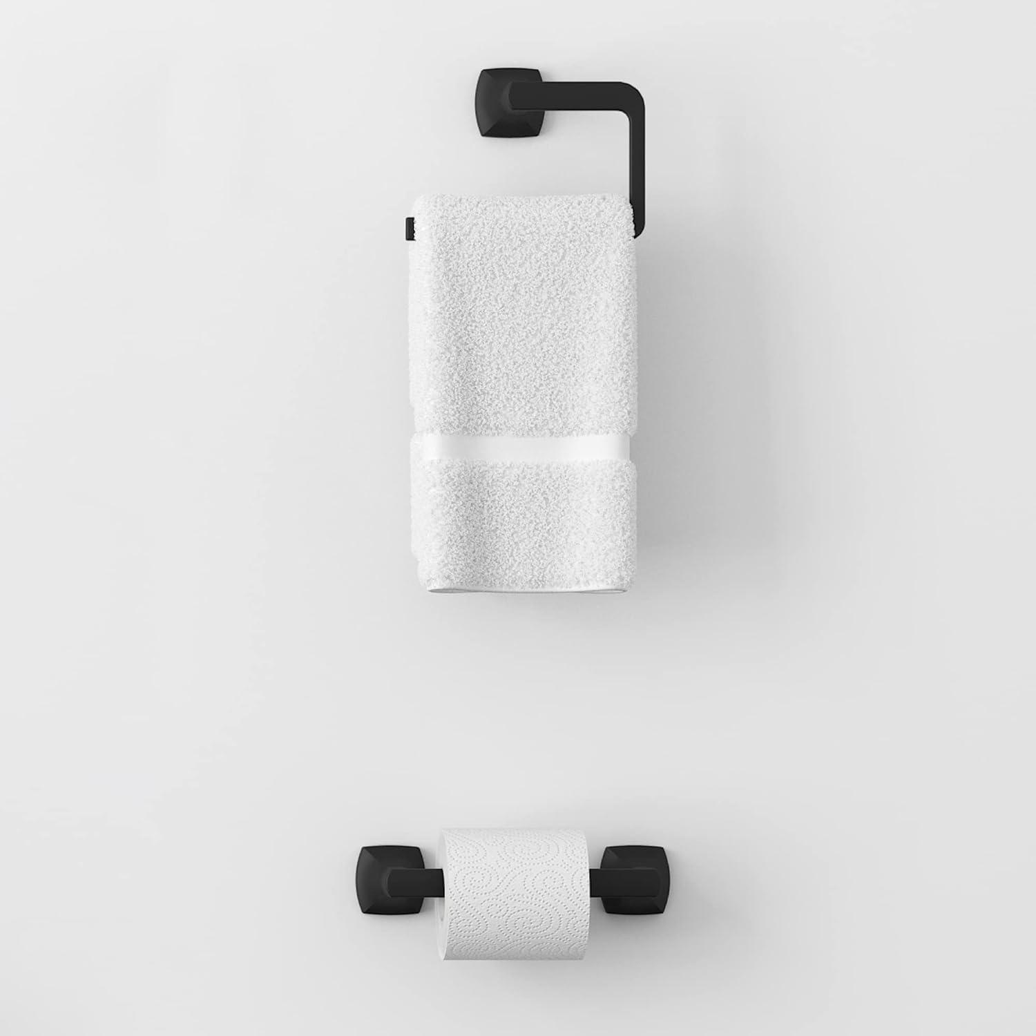 Matte Black Metal Wall-Mounted Pivoting Toilet Paper Holder