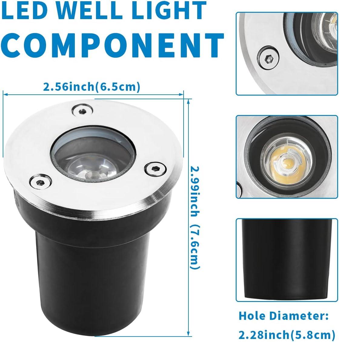 EAGLOD LED Low Voltage Landscape Lights With Connectors 1W Well Lights, 12V-24V In-Ground IP67 Waterproof 3000K Soft Warm White 100 Lumen for Up Lighting Garden Plant, Driveway (12 Pack)