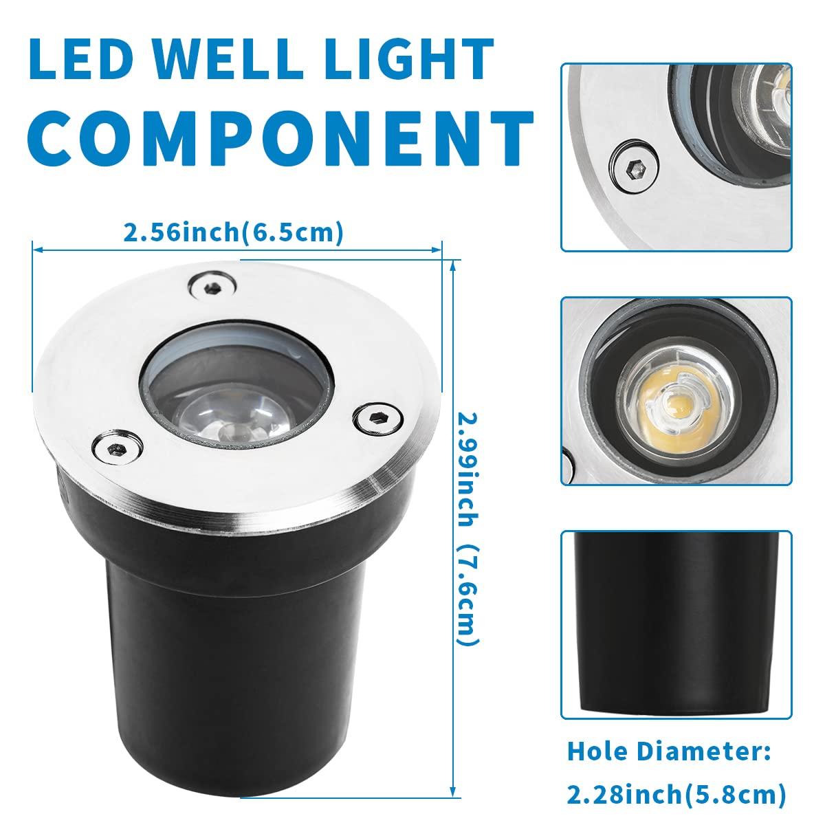 EAGLOD LED Low Voltage Landscape Lights With Connectors 1W Well Lights, 12V-24V In-Ground IP67 Waterproof 3000K Soft Warm White 100 Lumen for Up Lighting Garden Plant, Driveway (12 Pack)