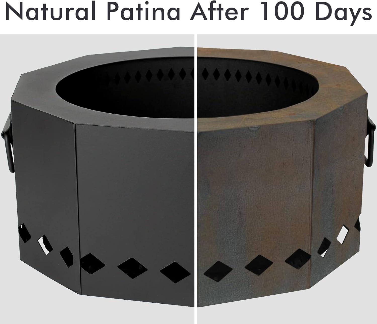 INNO STAGE Patented Smokeless Fire Pit, 13 Inch Low Smoke Camping Stove Outdoor Wood Pellet Burning Spark Portable Carrying Bag, Firepit Grill Bowl of Fireplace Picnic Camping Cooking on Beach - S