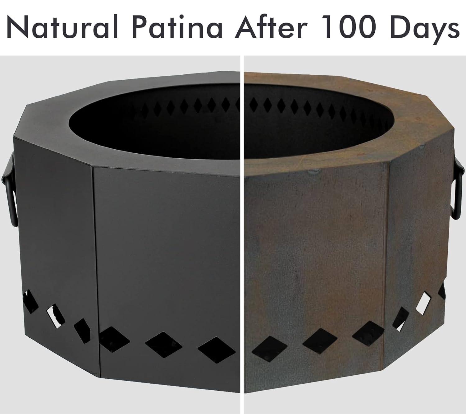 INNO STAGE Patented Smokeless Fire Pit, 13 Inch Low Smoke Camping Stove Outdoor Wood Pellet Burning Spark Portable Carrying Bag, Firepit Grill Bowl of Fireplace Picnic Camping Cooking on Beach - S