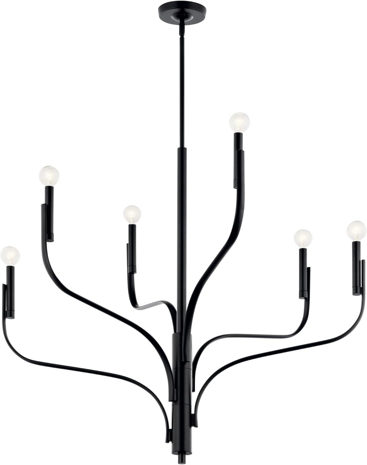 Livadia Black 6-Light Modern Candle Chandelier