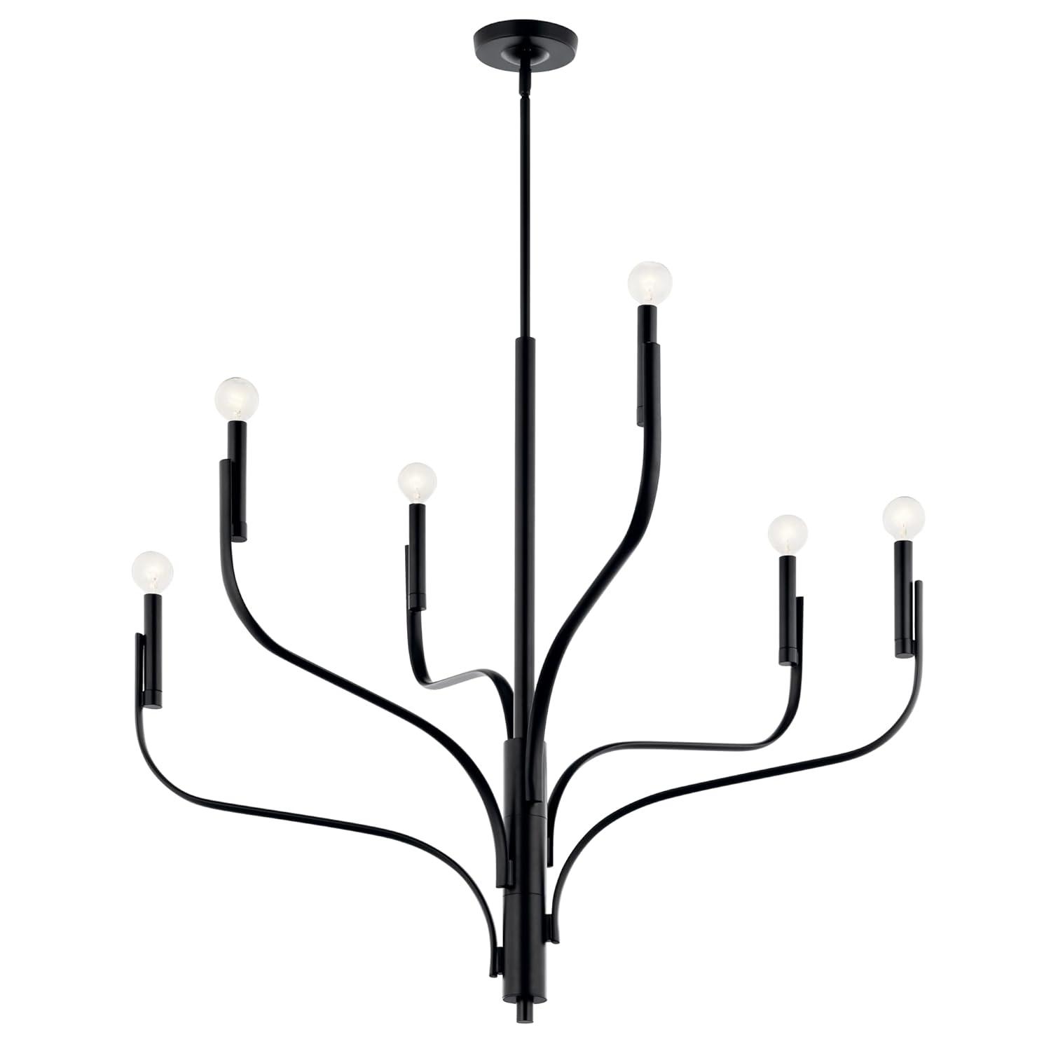 Kichler Livadia 6 -Light Brushed Black Modern/contemporary Bare bulb For Use in Bedrooms, Dining Rooms, Foyers, Kitchens, Living Rooms Chandelier