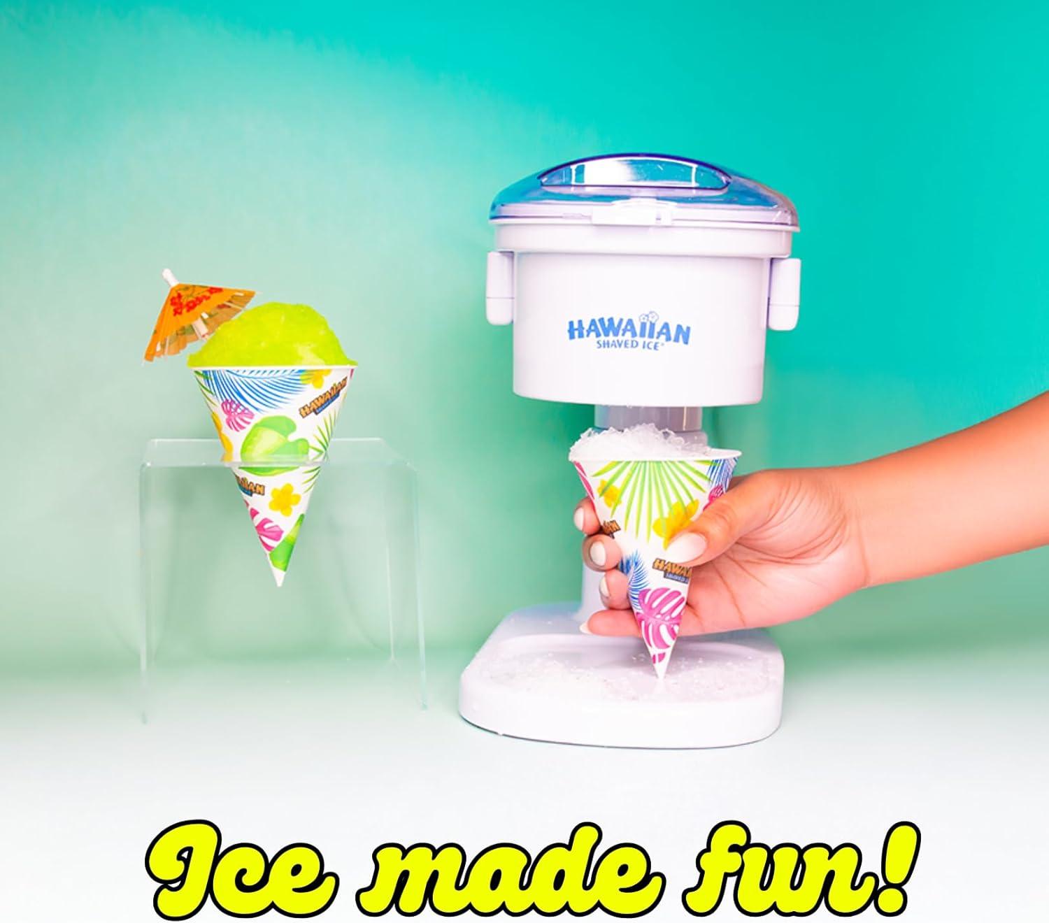 Hawaiian Shaved Ice Electric Home Snow Cone Maker Kit with 6 Flavors and Supplies