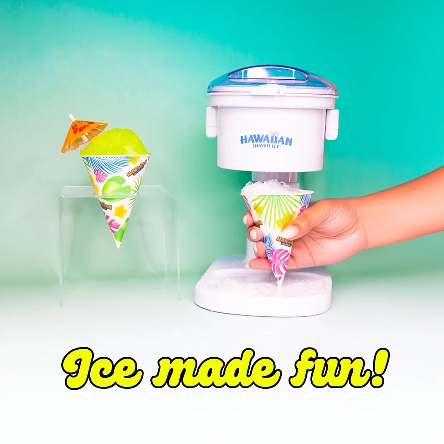 Hawaiian Shaved Ice Electric Home Snow Cone Maker Kit with 6 Flavors and Supplies